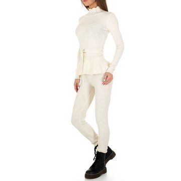 Ital-Design Freizeitanzug Damen Freizeit, Stretch Jogging- & Freizeitanzug in Creme