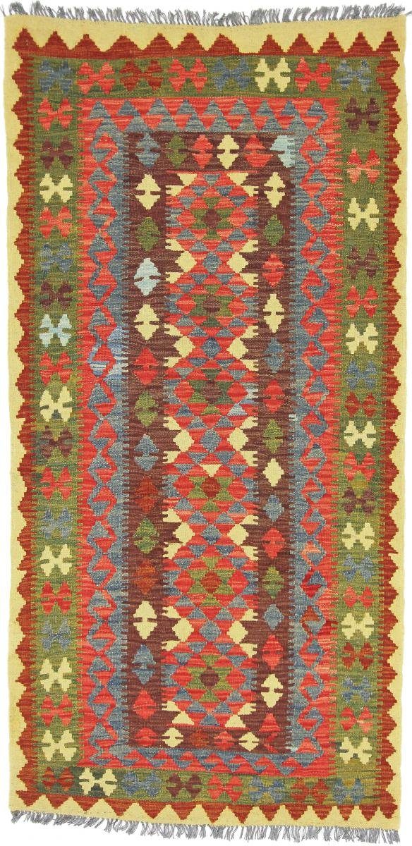Orientteppich Kelim Afghan 104x215 Handgewebter Orientteppich Läufer, Nain Trading, rechteckig, Höhe: 3 mm