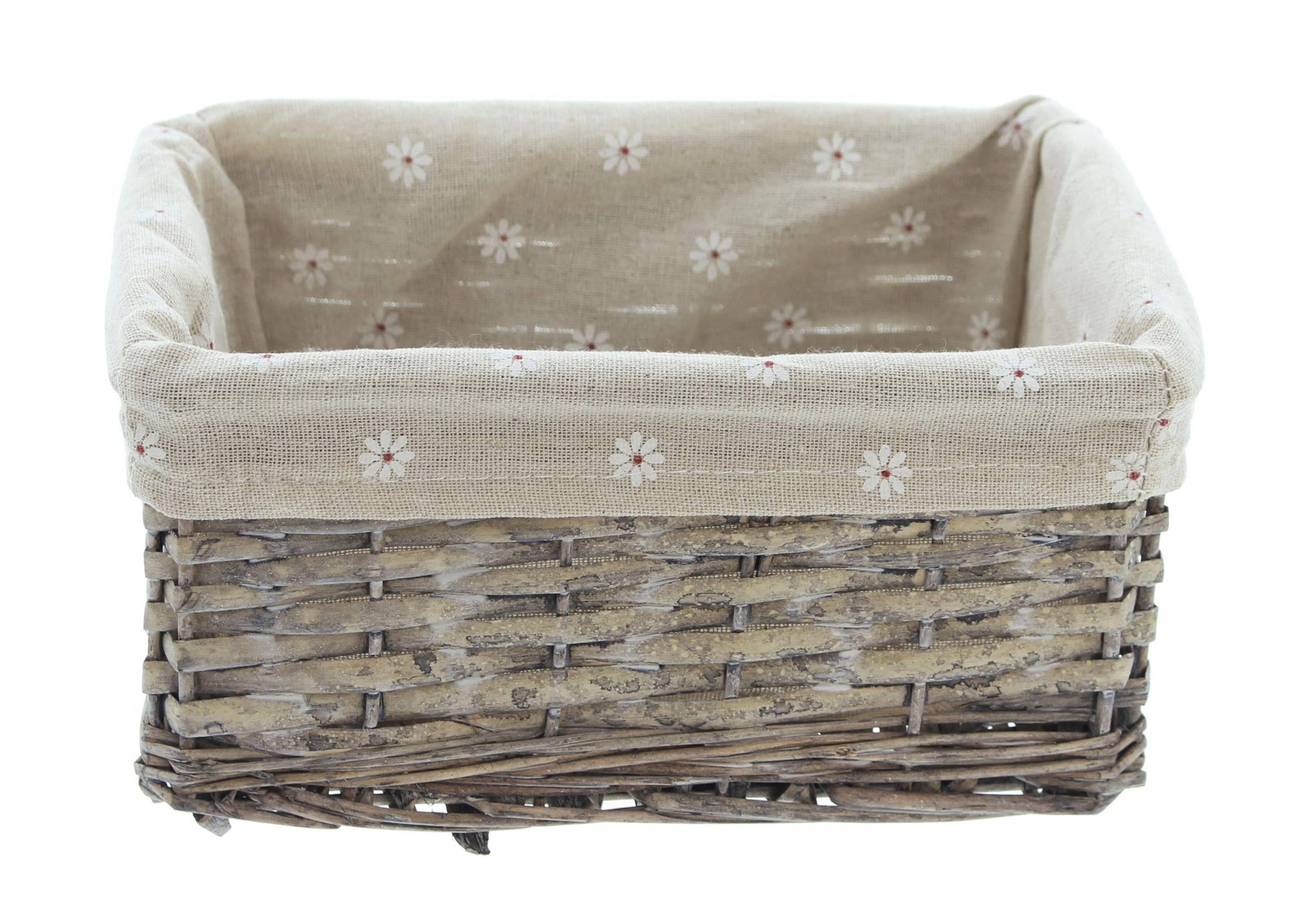 Frank Flechtwaren Allzweckkorb Füllkorb Blümchen" mit Textileinlage, grau, Aufbewahrungskorb"