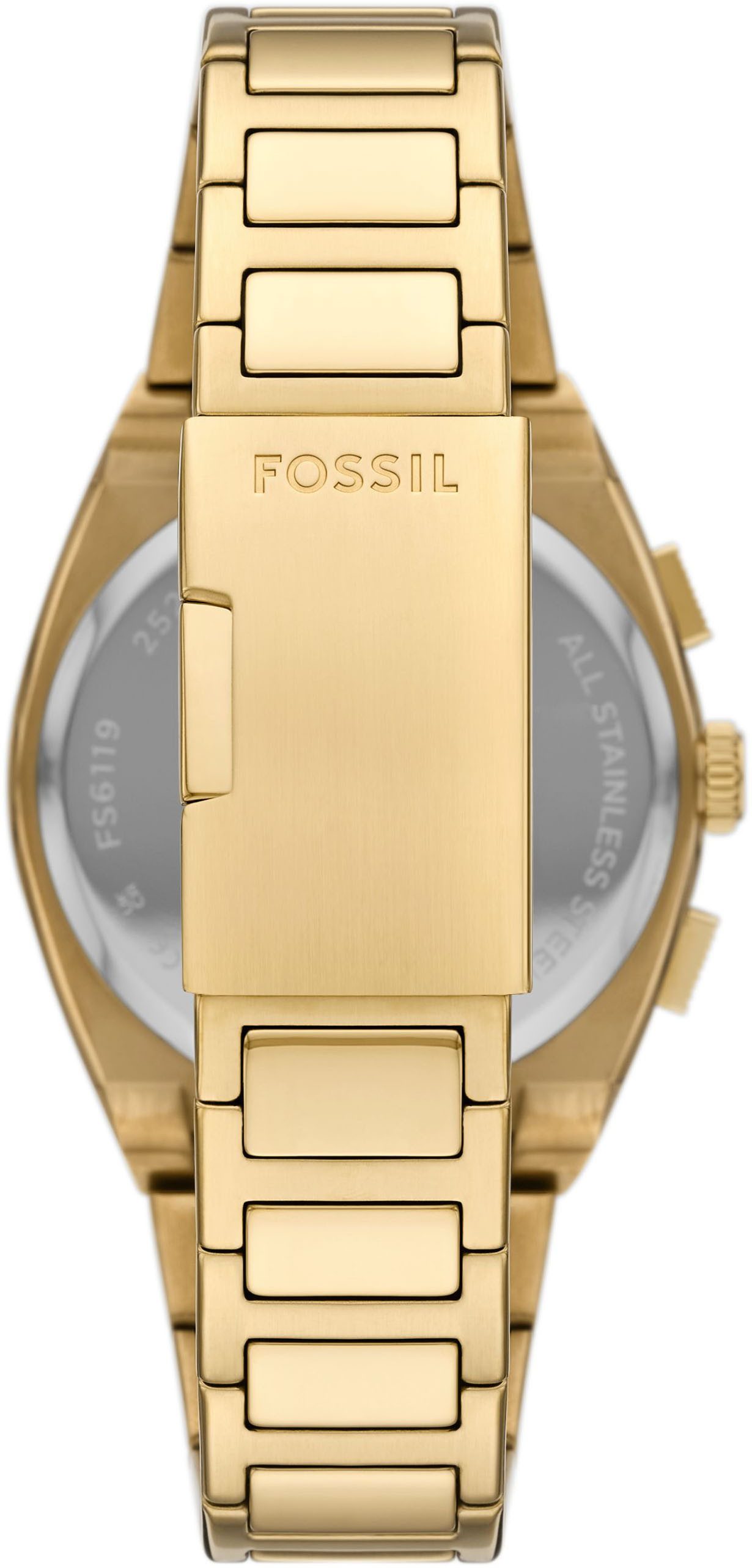 Fossil Chronograph Everett FS6119, Quarzuhr, Armbanduhr, Herrenuhr, Edelstahlarmband, analog
