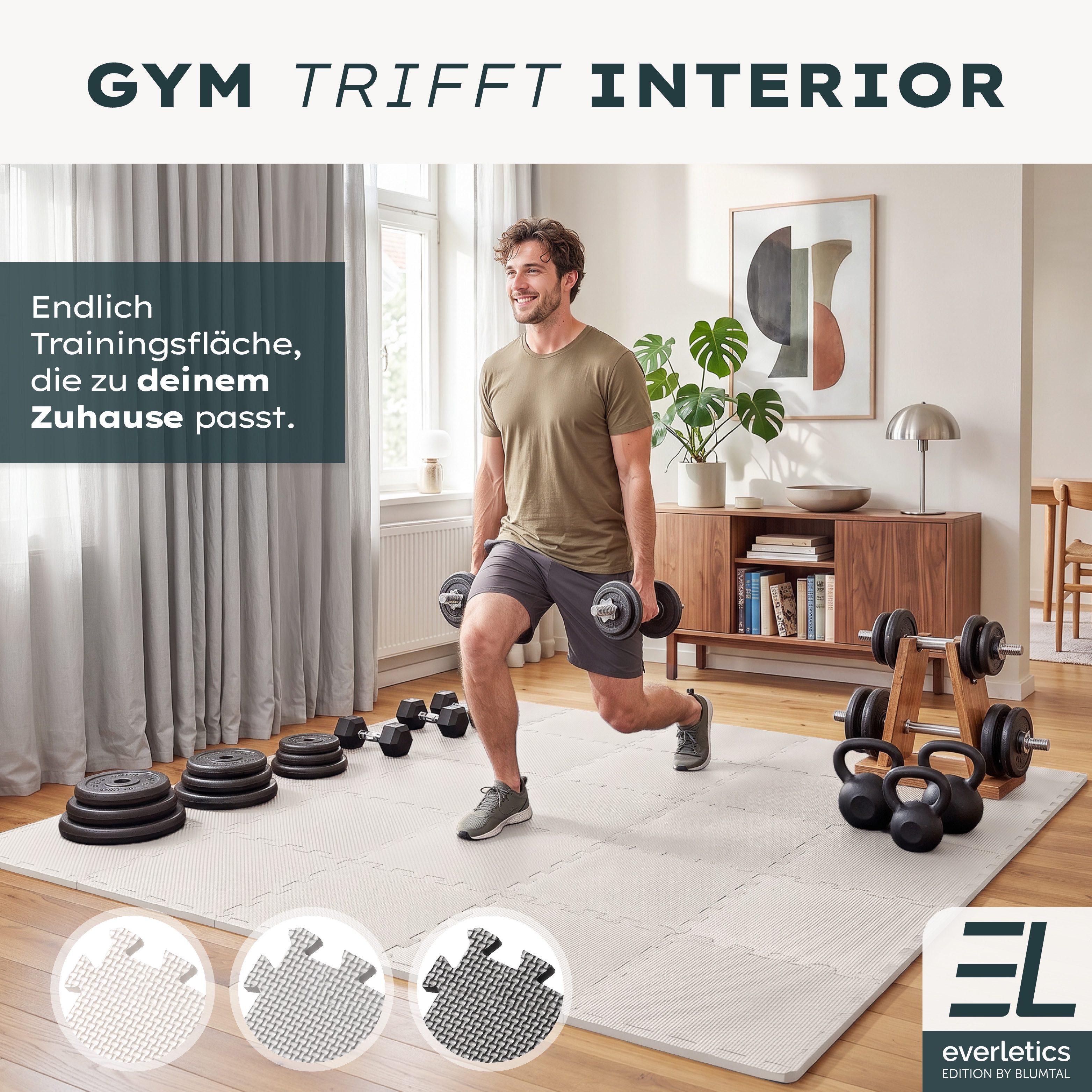 Blumtal Bodenschutzmatte Fitness Set, Bodenmatte Fitness 32x32 cm - Gym Matten, 36-St., Sportboden - ultra tragfähig – Bild 2 von 5