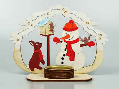 DeColibri Kreativset Bastelset Basteln Weihnachten Holz Schneemann Hase, (Bastelset zum Bemalen und Gestalten), Made in Germany