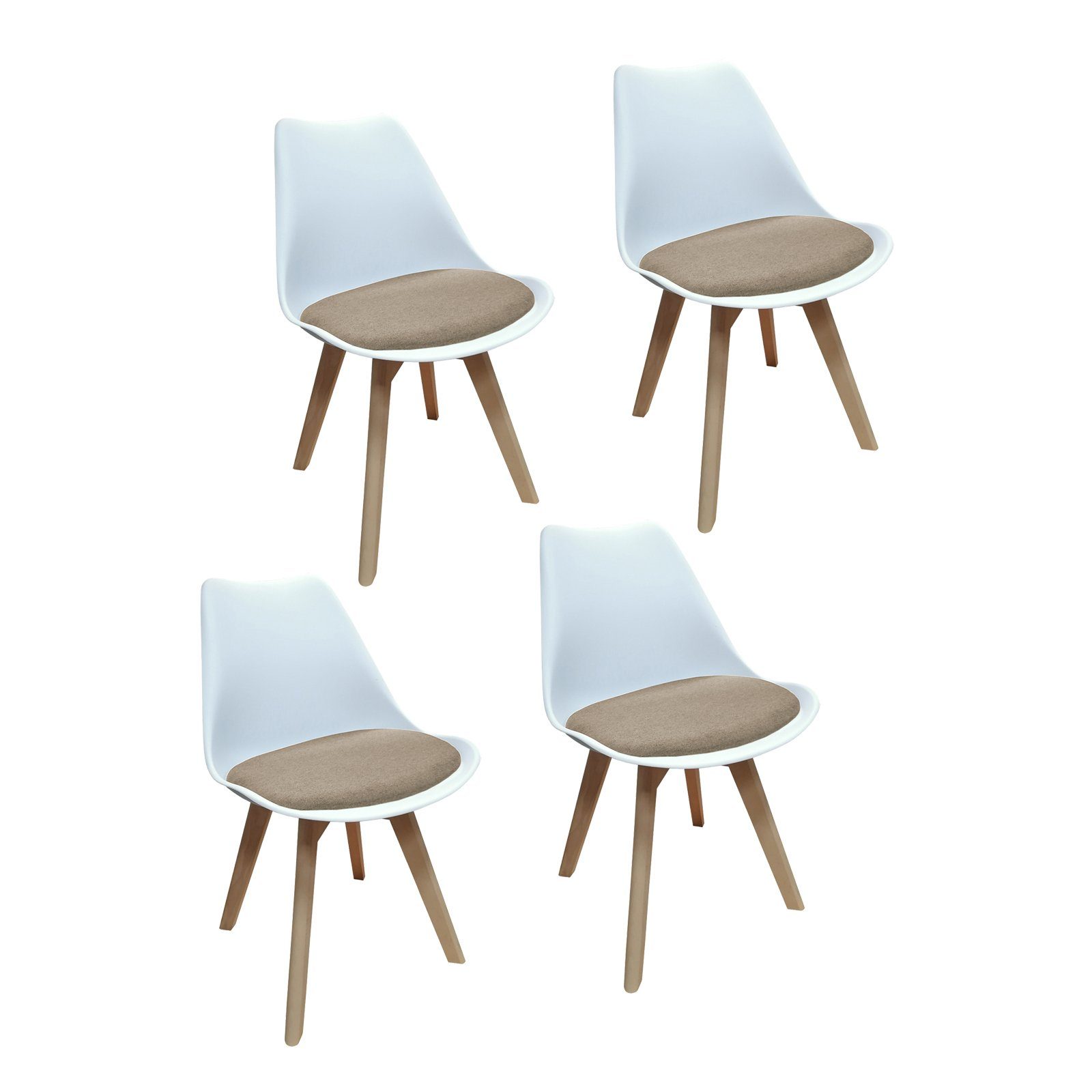 HTI-Living Esszimmerstuhl Stuhl Atlanta Webstoff 4er-Set (Set, 4 St), Esszimmerstuhl Weiß, Beige