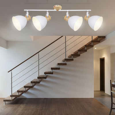 etc-shop LED Deckenspot, Decken Spot Lampe Holz-Design Leuchte Metall Weiß Beleuchtung Strahler Büro Flur