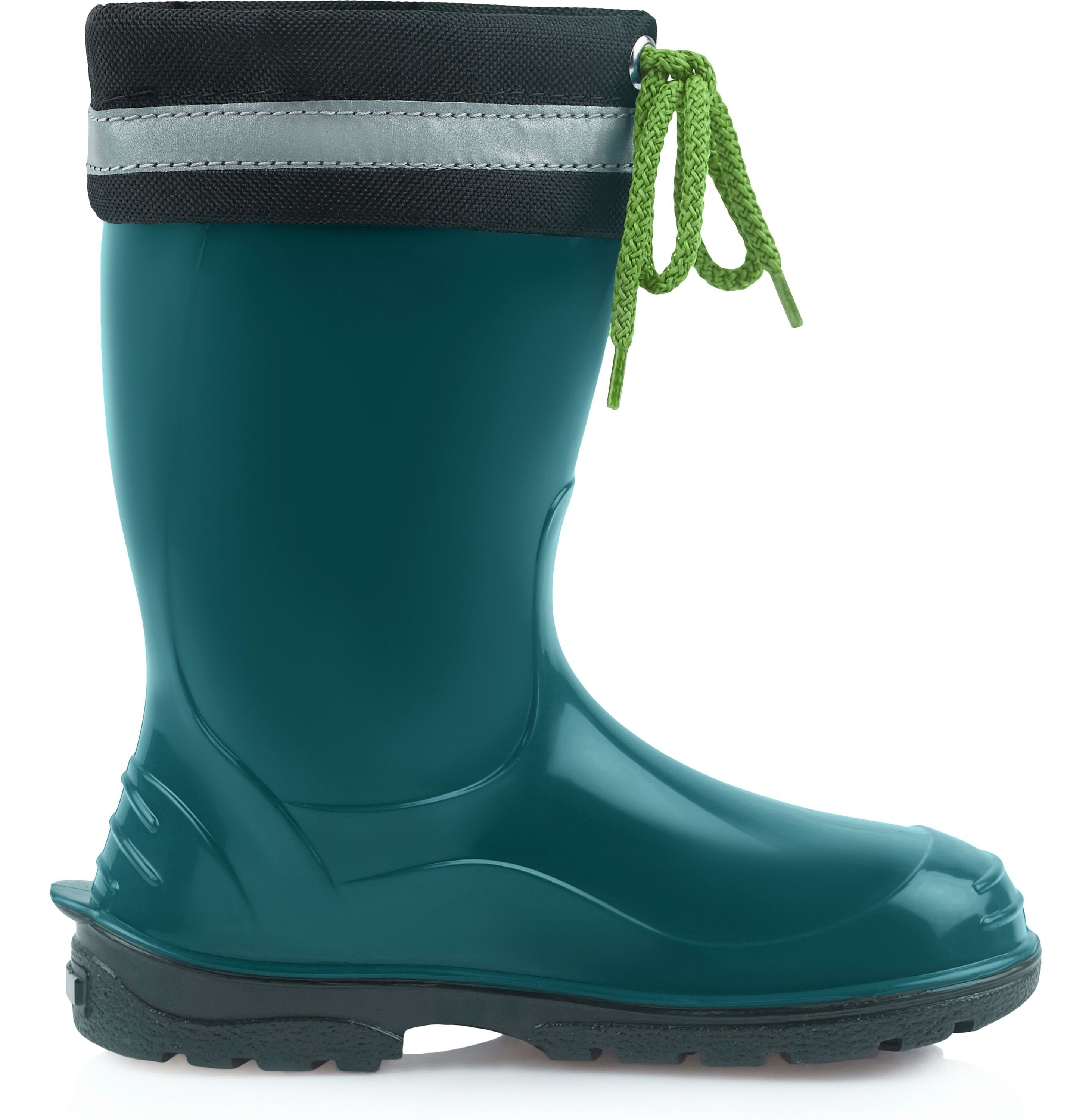 Ladeheid lange Regenschuhe für Mädchen und Jungen LA-972 Gummistiefel Kinder mit Stulpe zum Schnüren