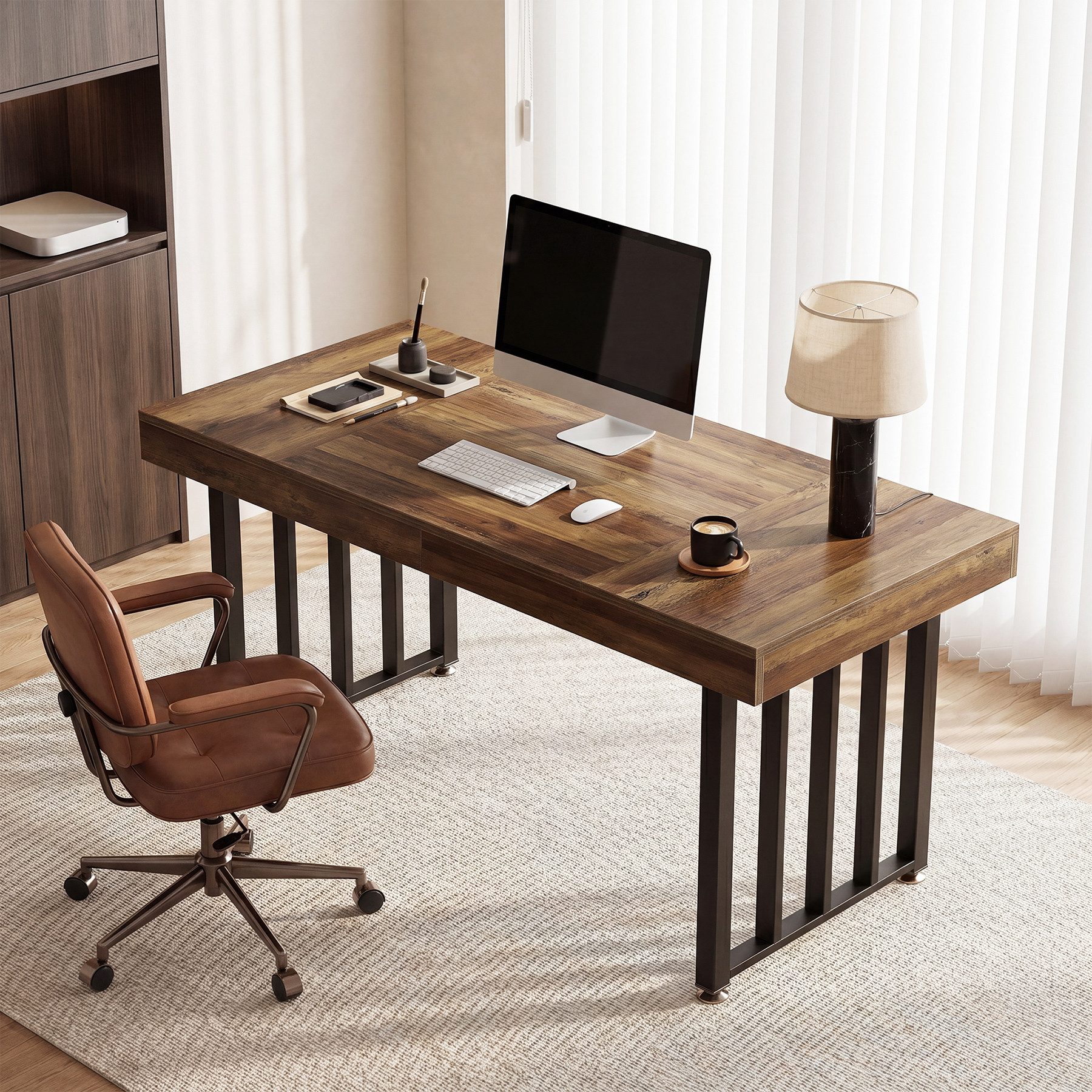 Tribesigns Schreibtisch 140 cm Computertisch, moderner schlichter Schreibtisch für Homeoffice (140 x 75 x 75 cm), mit Metallgestell, ideal zum Schreiben und Arbeiten