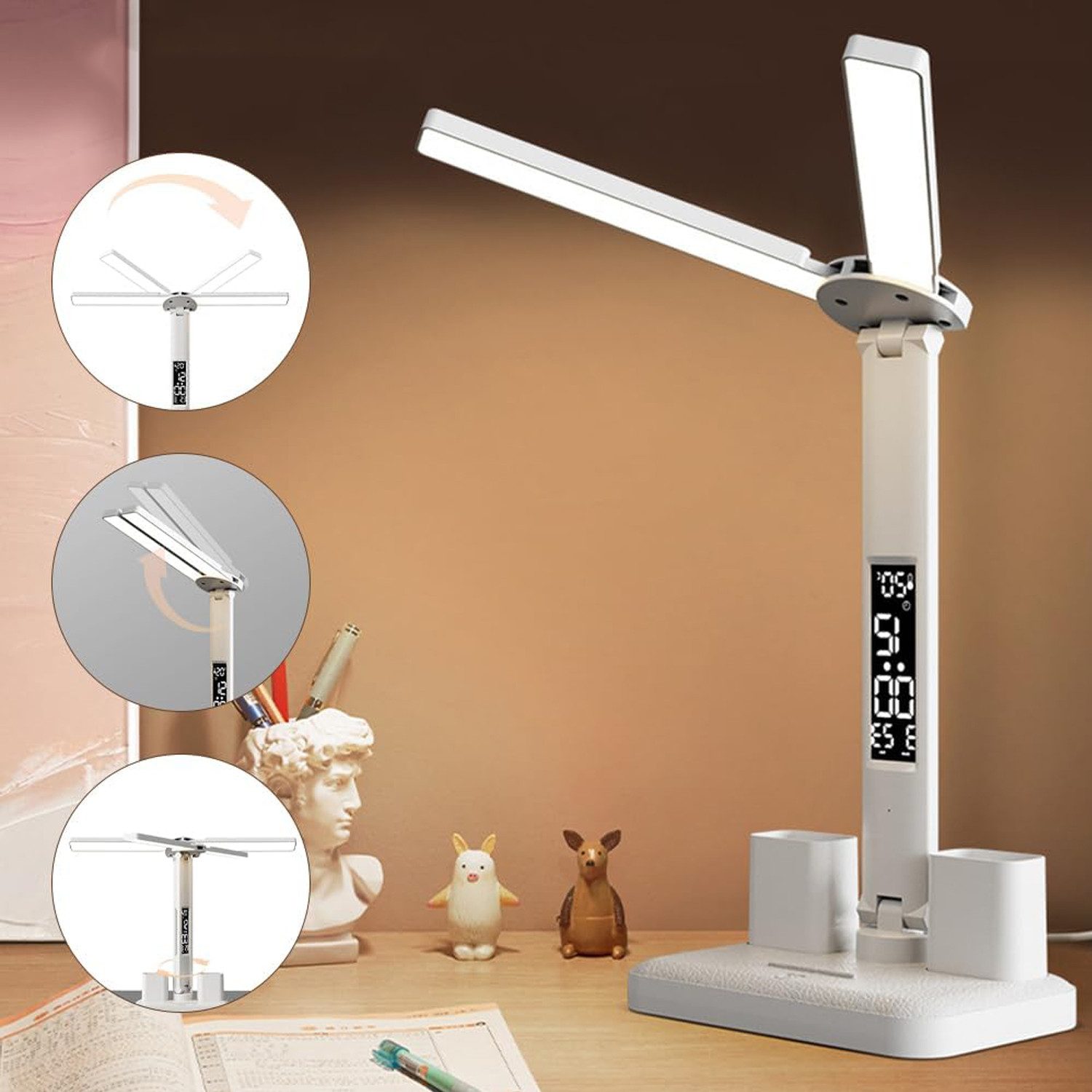 REDOM LED Schreibtischlampe Tischlampe mit Doppel-Lampenkopf günstig online kaufen