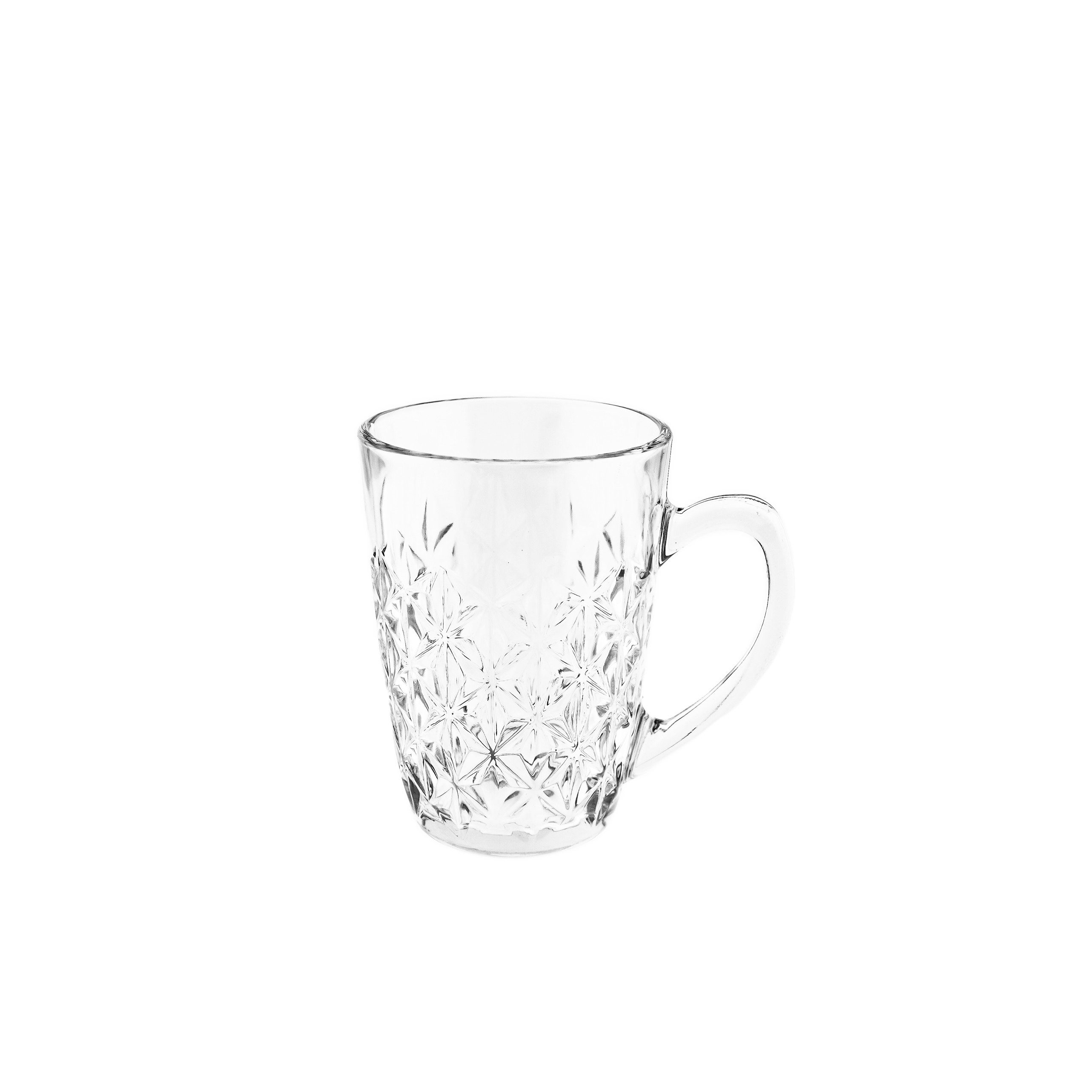 Sunay Teeglas 6er Gläser-Set mit Henkel Gold Umrandung 203 ml Transparent mit Muster, 6-tlg.