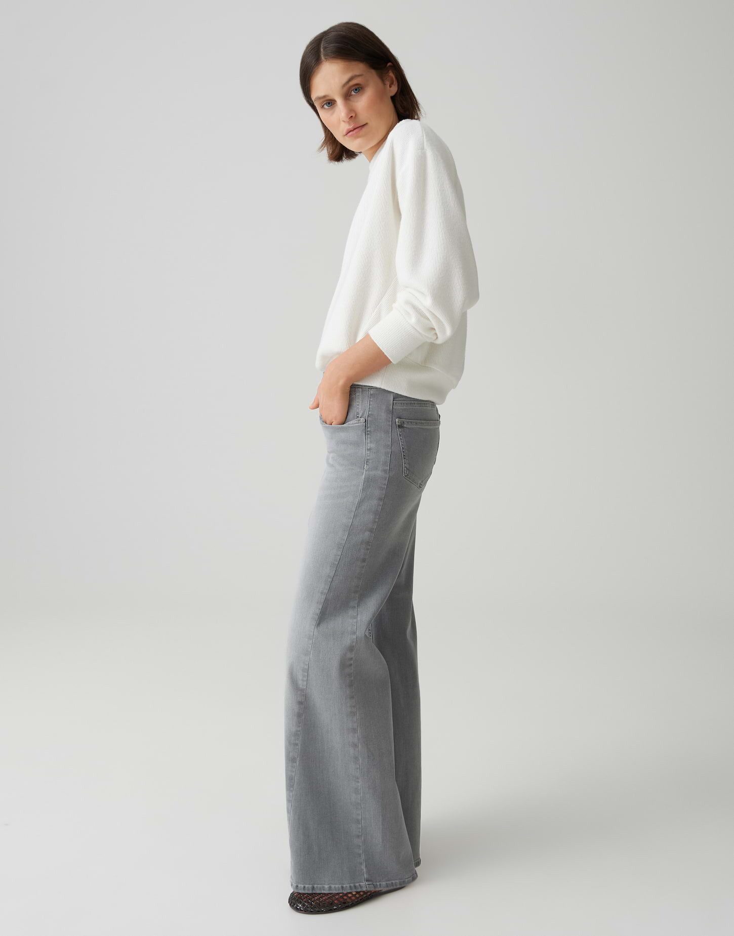 OPUS PANTS Palazzohose MELLY COOLEST Palazzo aus BCI Cotton Mix Mid Rise verdeckter Zip-Fly, weicher Griff, authentische Waschung