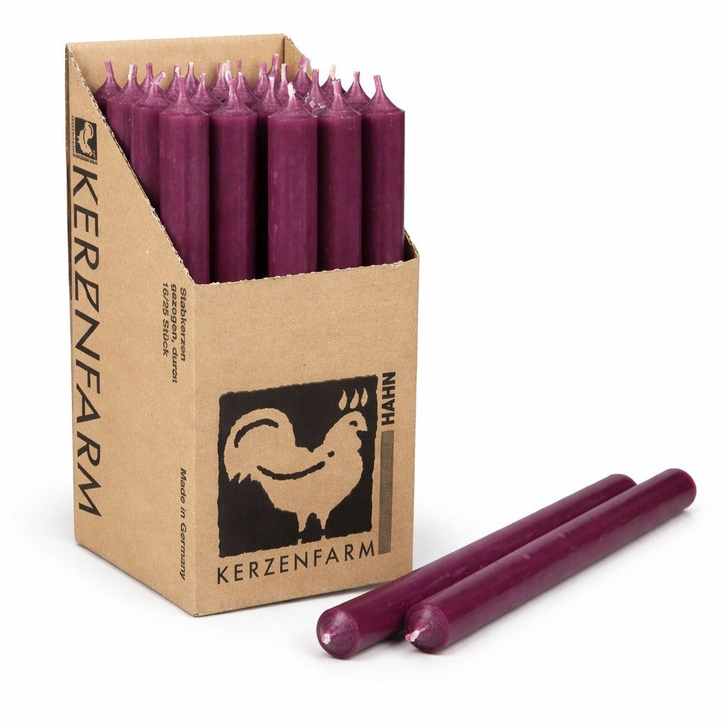 Hahn Kerzenfarm Spitzkerze Otto Extra lange Stabkerzen Aubergine