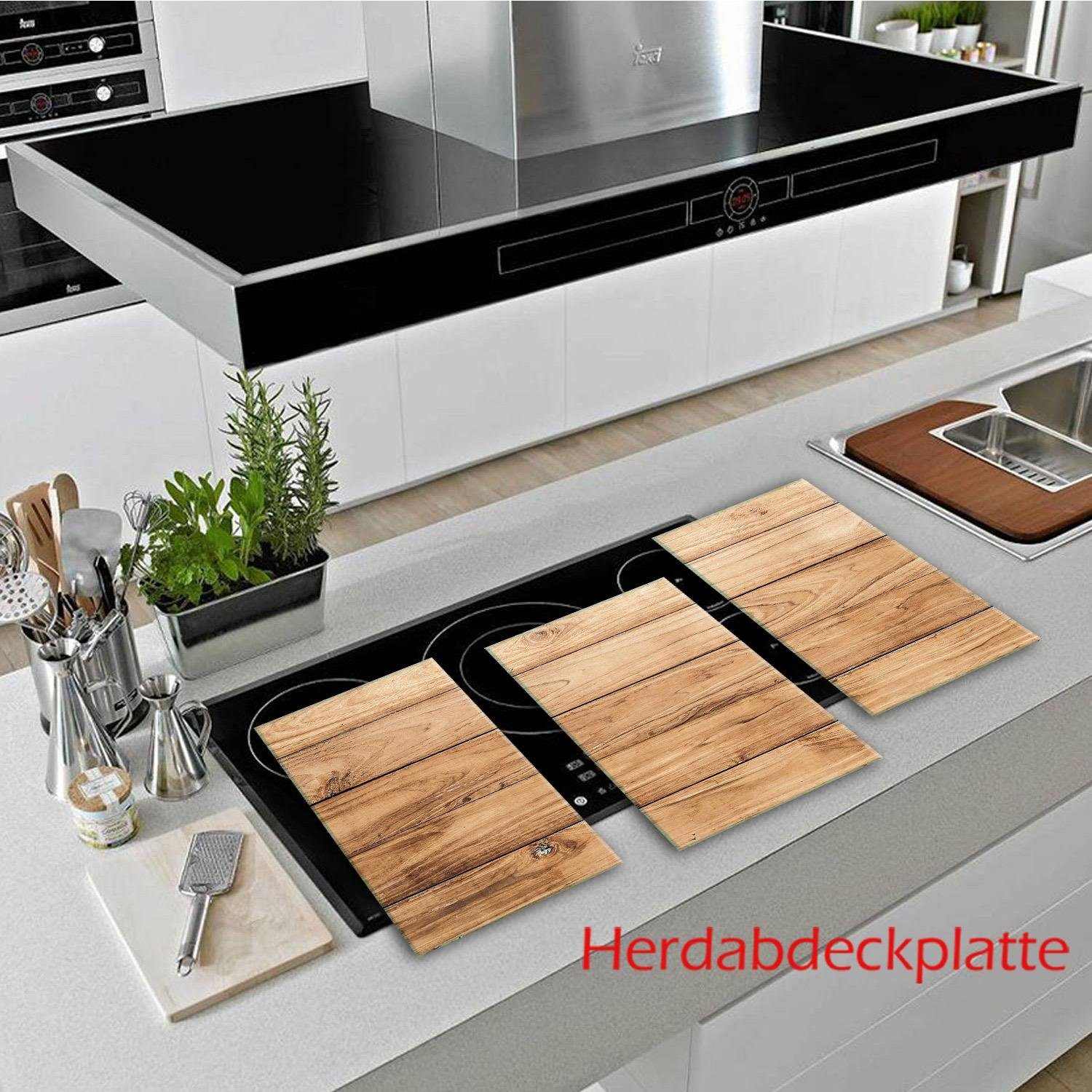 Decorwelt Herdabdeckplatte für Herdarten Gasherde 3 Abdeckung Herd-Abdeckplatte alle Ceranfeld Teilig, Holz excl. Abdeckplatte Schneidebrett, tlg), (3