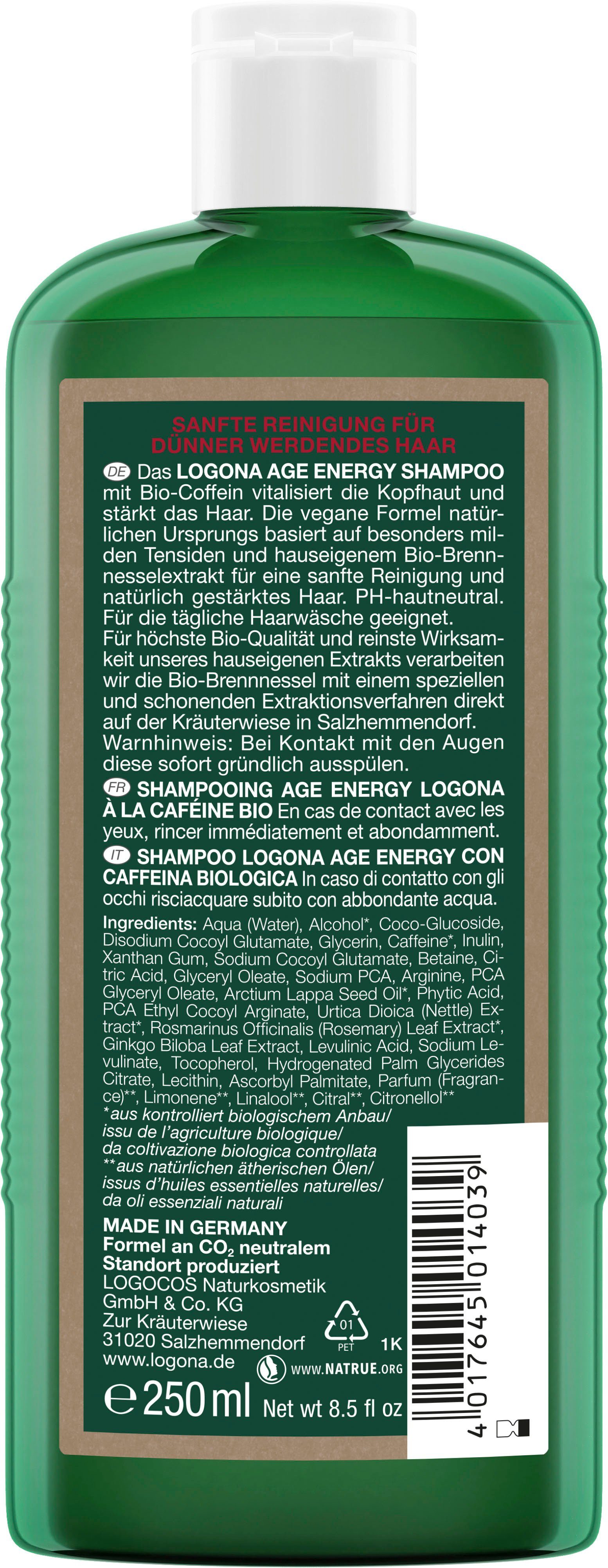 LOGONA Energy Shampoo Haarshampoo Bio-Coffein Age Logona