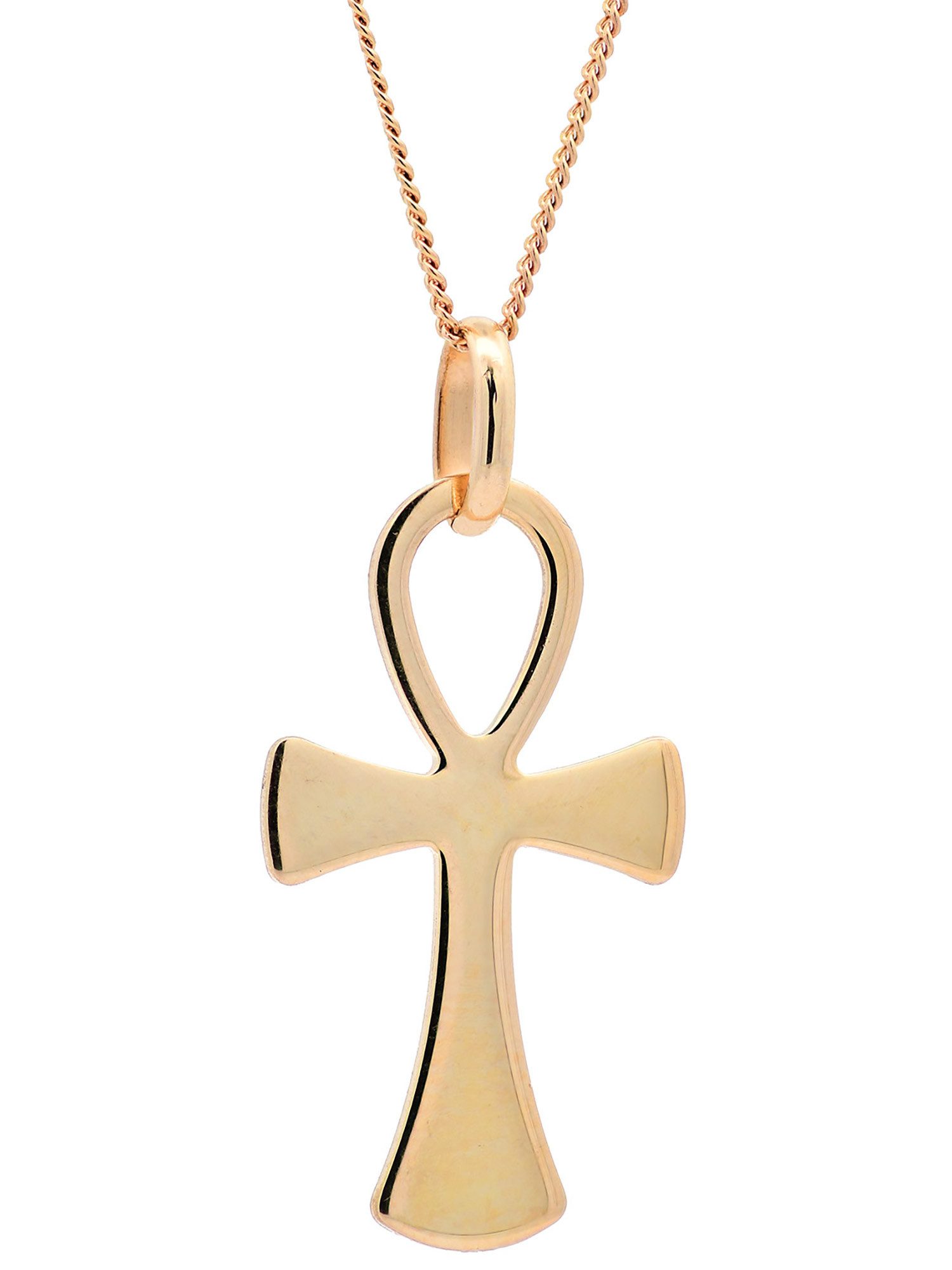 Kettenanhänger Anhänger Kreuz mit 1,1 mm Goldkette 36 cm 585-14 Karat Gold