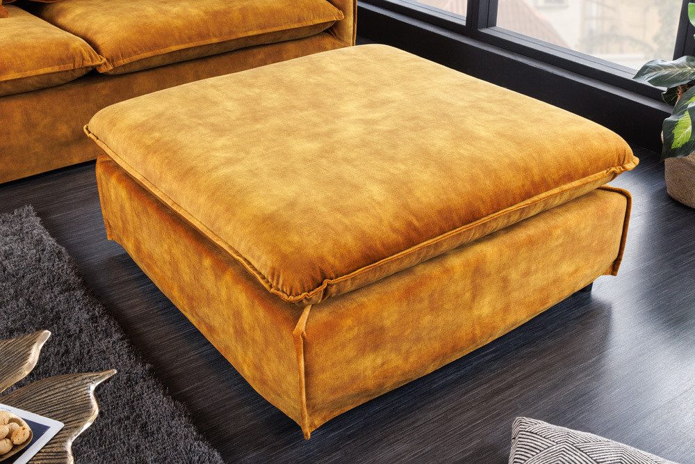 riess-ambiente Sitzhocker HEAVEN 100cm senfgelb · Hussensofa inkl. Kissen und abnehmbaren Bezug (1 St), Wohnzimmer-Hocker · Samt-Bezug · Federkern-Polsterung · Landhausstil