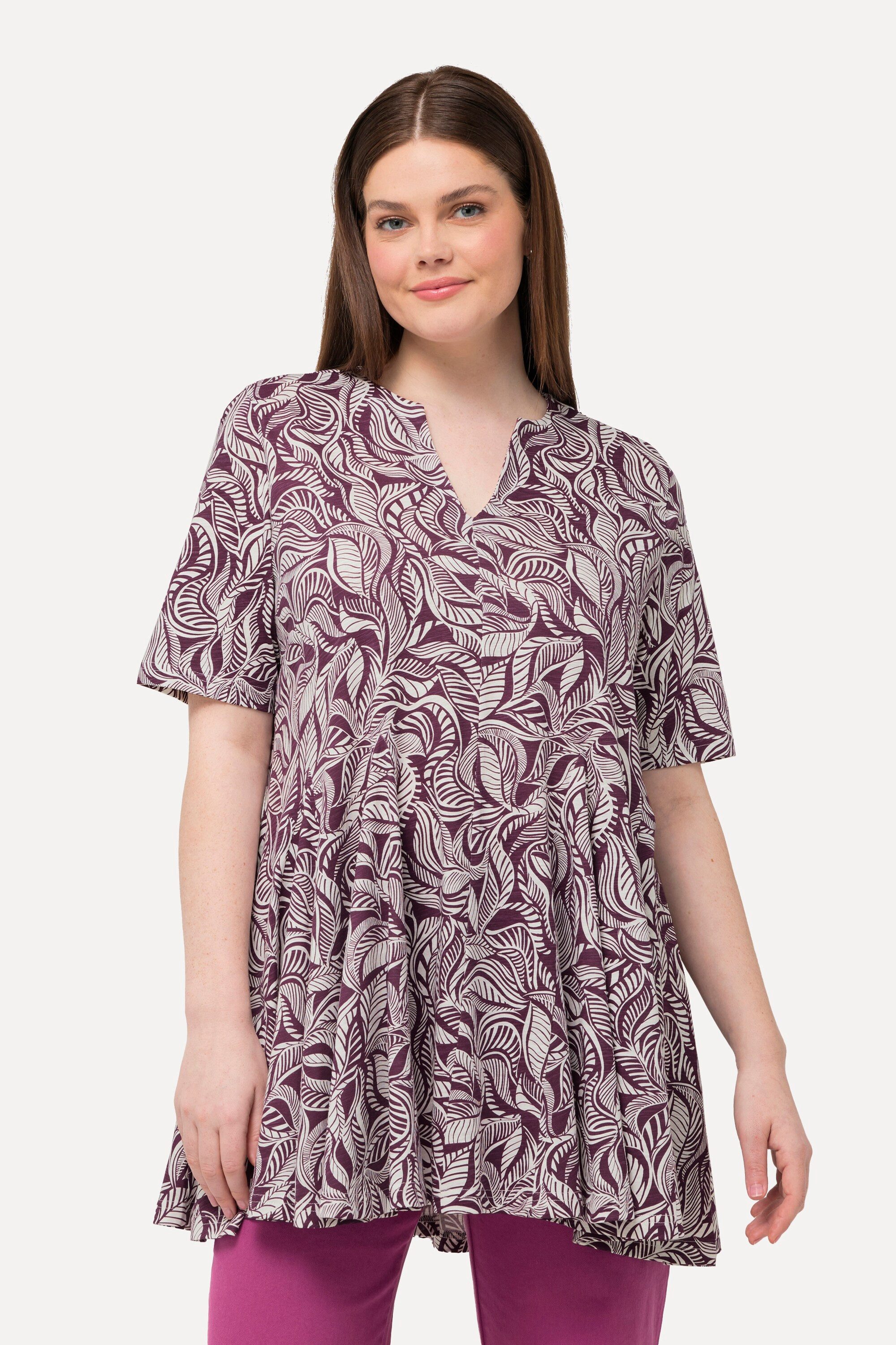 Ulla Popken T-Shirt Longshirt Tunika-Ausschnitt Halbarm günstig online kaufen