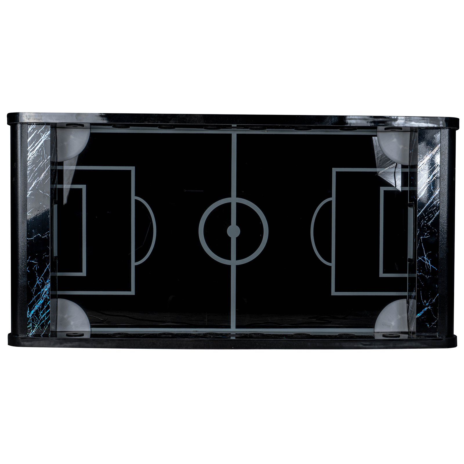 RAMROXX Kickertisch Fußball Premium Schwarz Glasspielfeld Figuren Weiss Gelb 80kg
