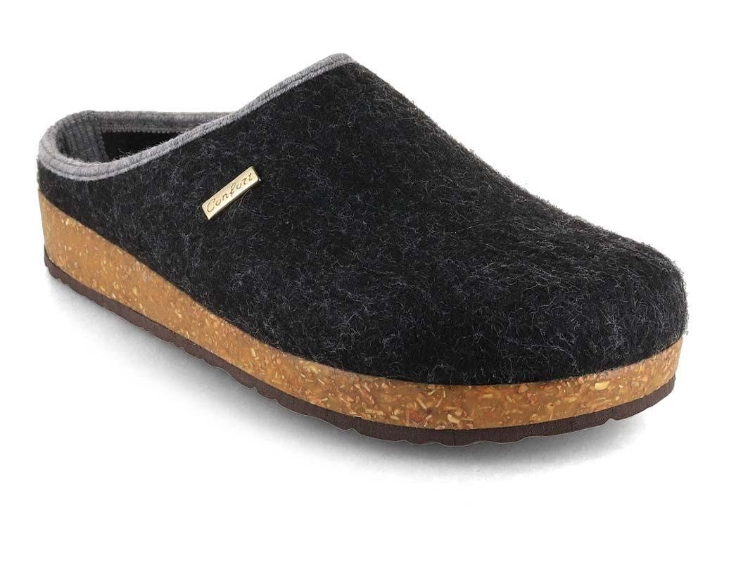 Tuffeln Filz-Pantoffeln Komfort Herren Clogs mit Kork-Fußbett Hausschuh vegan aus 100% Tuf-Felt