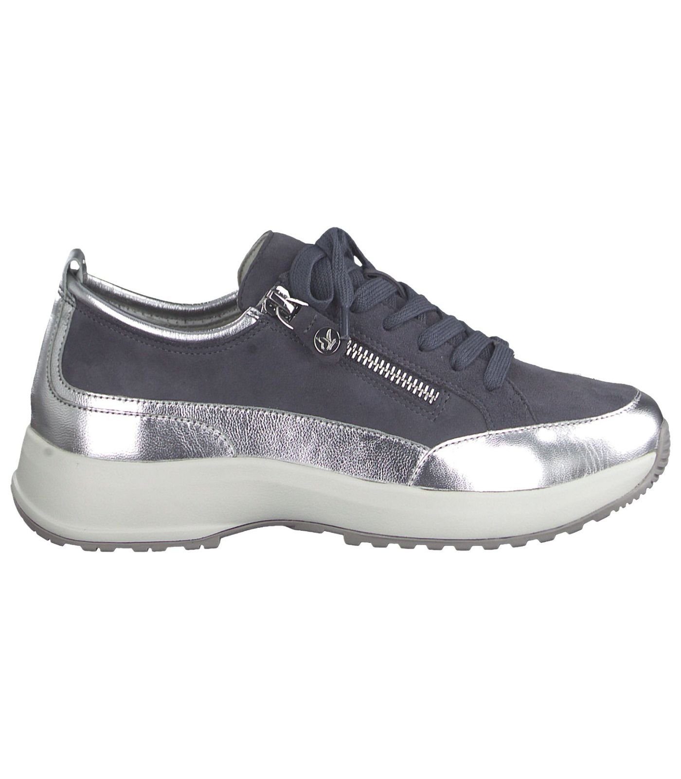 Caprice Blau Silber Sneaker Leder Sneaker