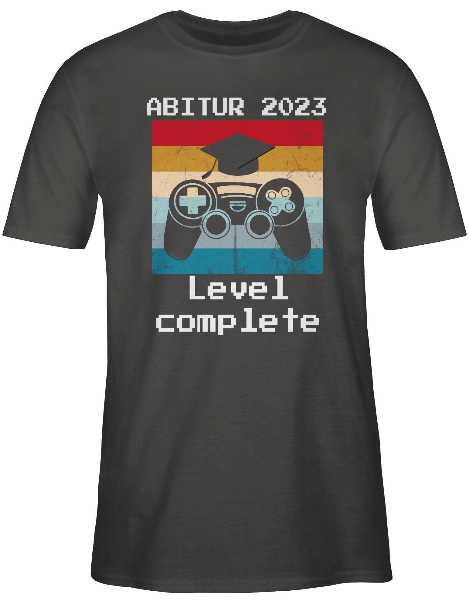 Geschenk Abitur Vintage T-Shirt Shirtracer 2023 Abitur Dunkelgrau Level & Complete 2024 Abschluss 03