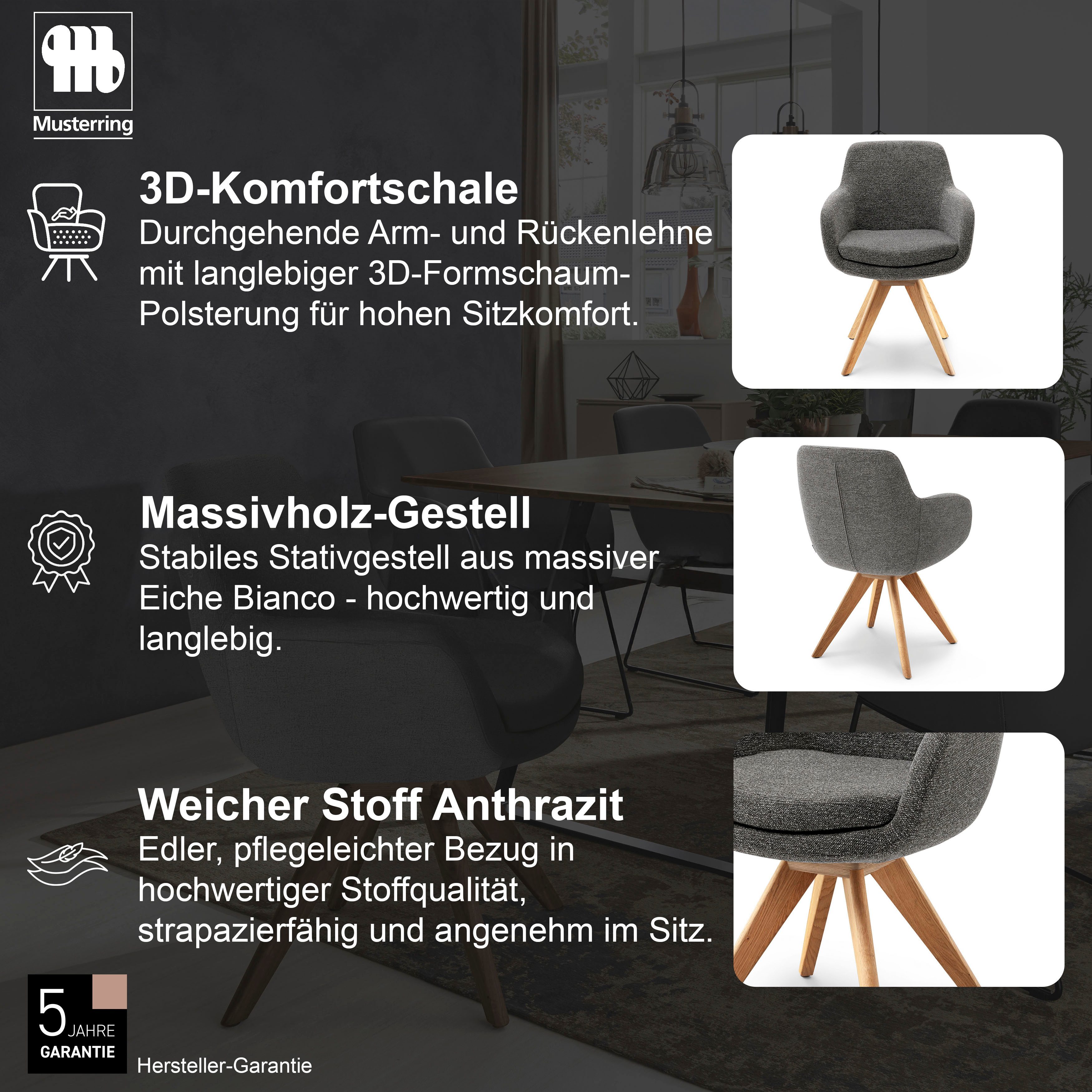 Musterring Esszimmerstuhl Tavia (Set, 2 St), Stativgestell Eiche Bianco, Drehfunktion optional, diverse Farben