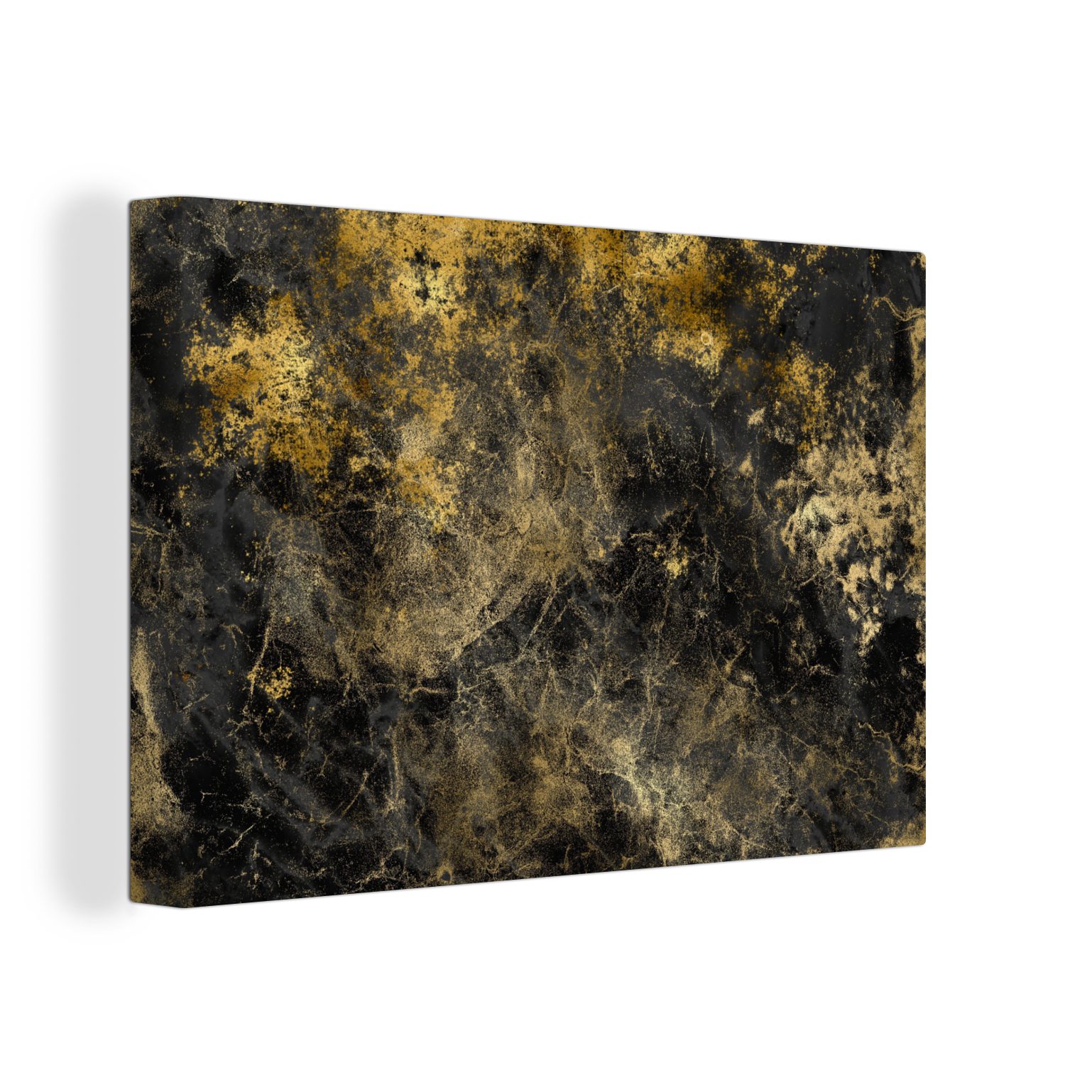 30x20 (1 Abstrakt, St), cm Wanddeko, Gold Wandbild Leinwandbilder, - Schwarz OneMillionCanvasses® - Leinwandbild Aufhängefertig,