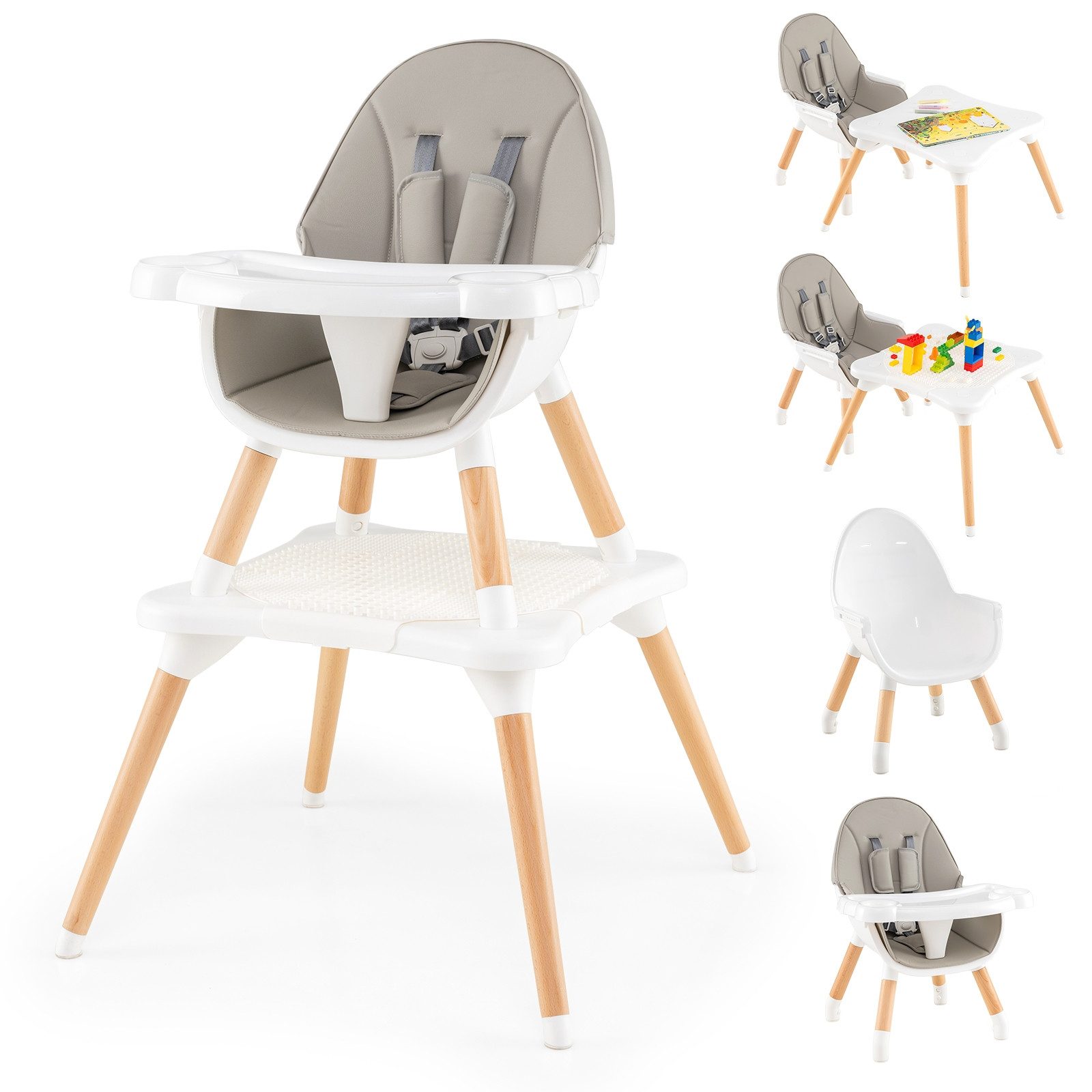 COSTWAY Hochstuhl (1 St), Kombihochstuhl, Babystuhl, mit Doppeltablett günstig online kaufen