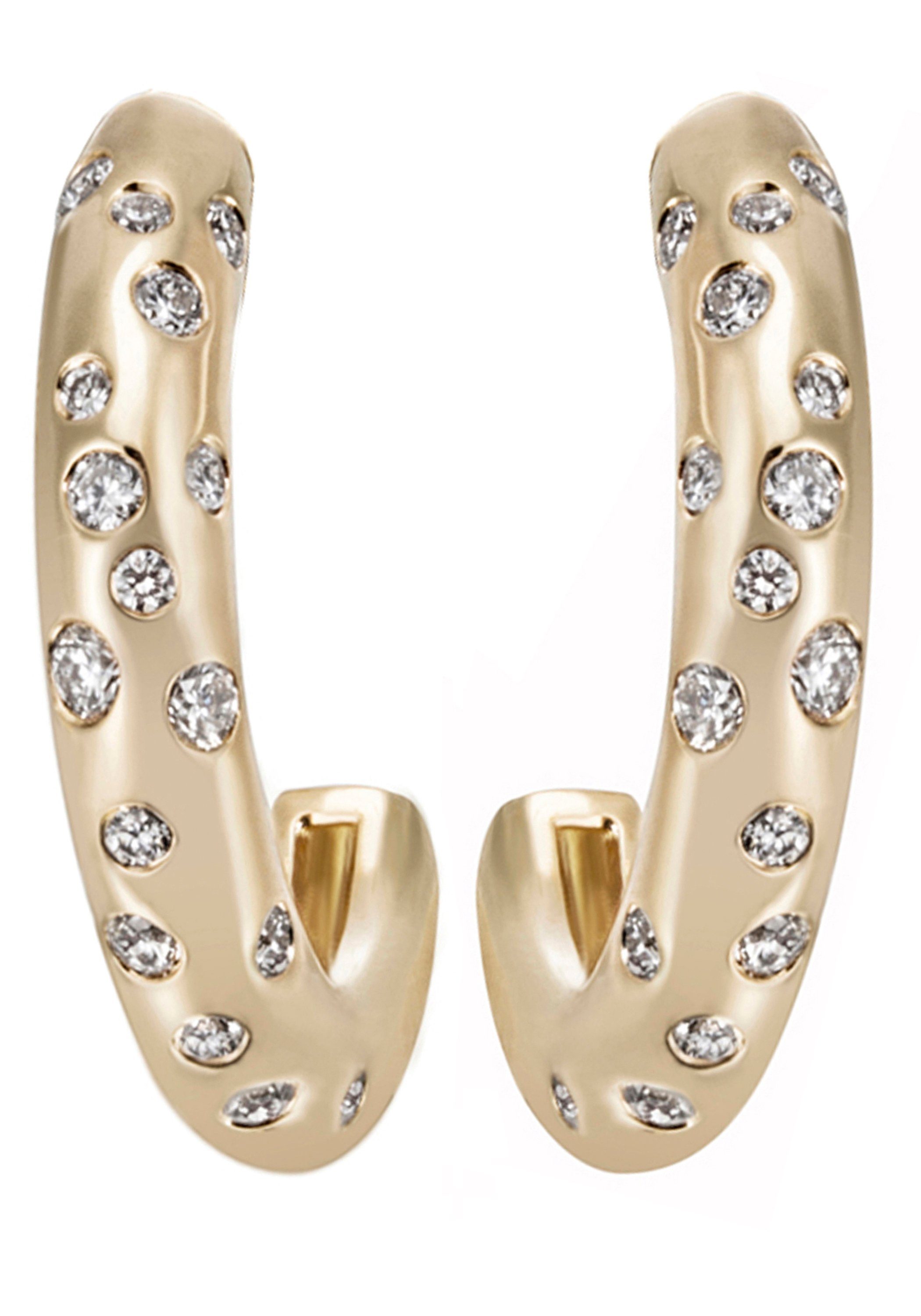 Ohrringe Paar mit Creolen JOBO Gold 585 34 Diamanten,