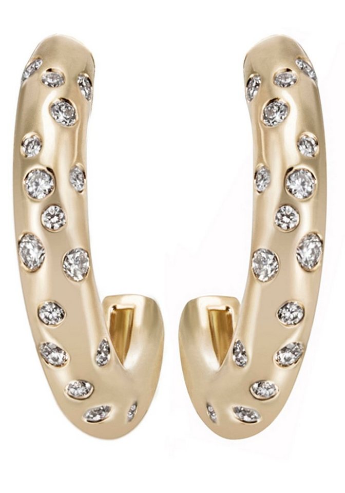 JOBO Paar Creolen Ohrringe mit 34 Diamanten, 585 Gold