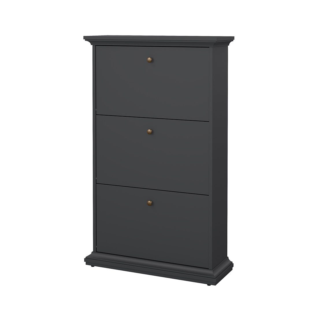 ebuy24 Schuhschrank Venedig Schuhschrank mit 3 Klappen matt grau.