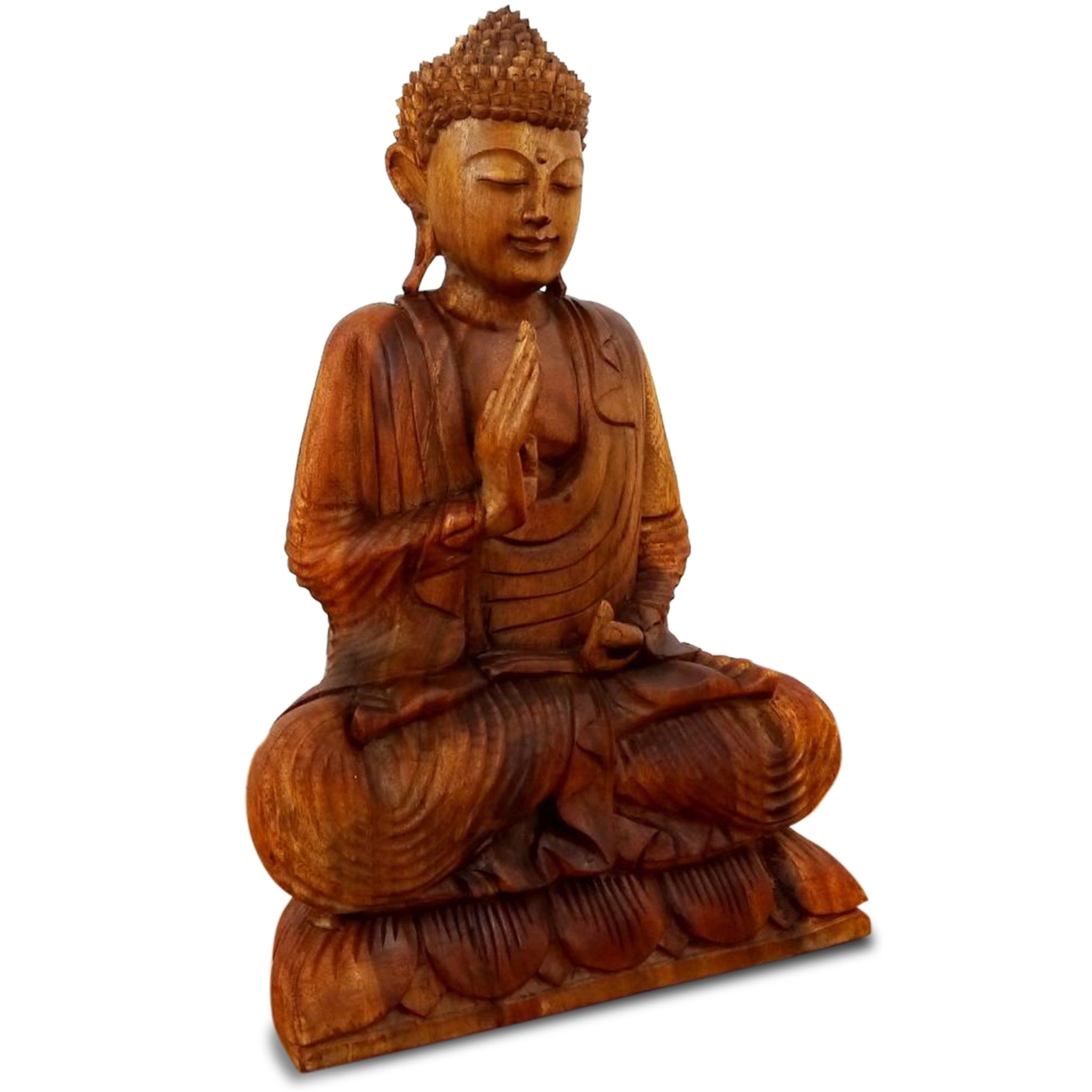 livasia Buddhafigur Bali Buddha aus Holz, Deko (32cm/50cm Höhe)