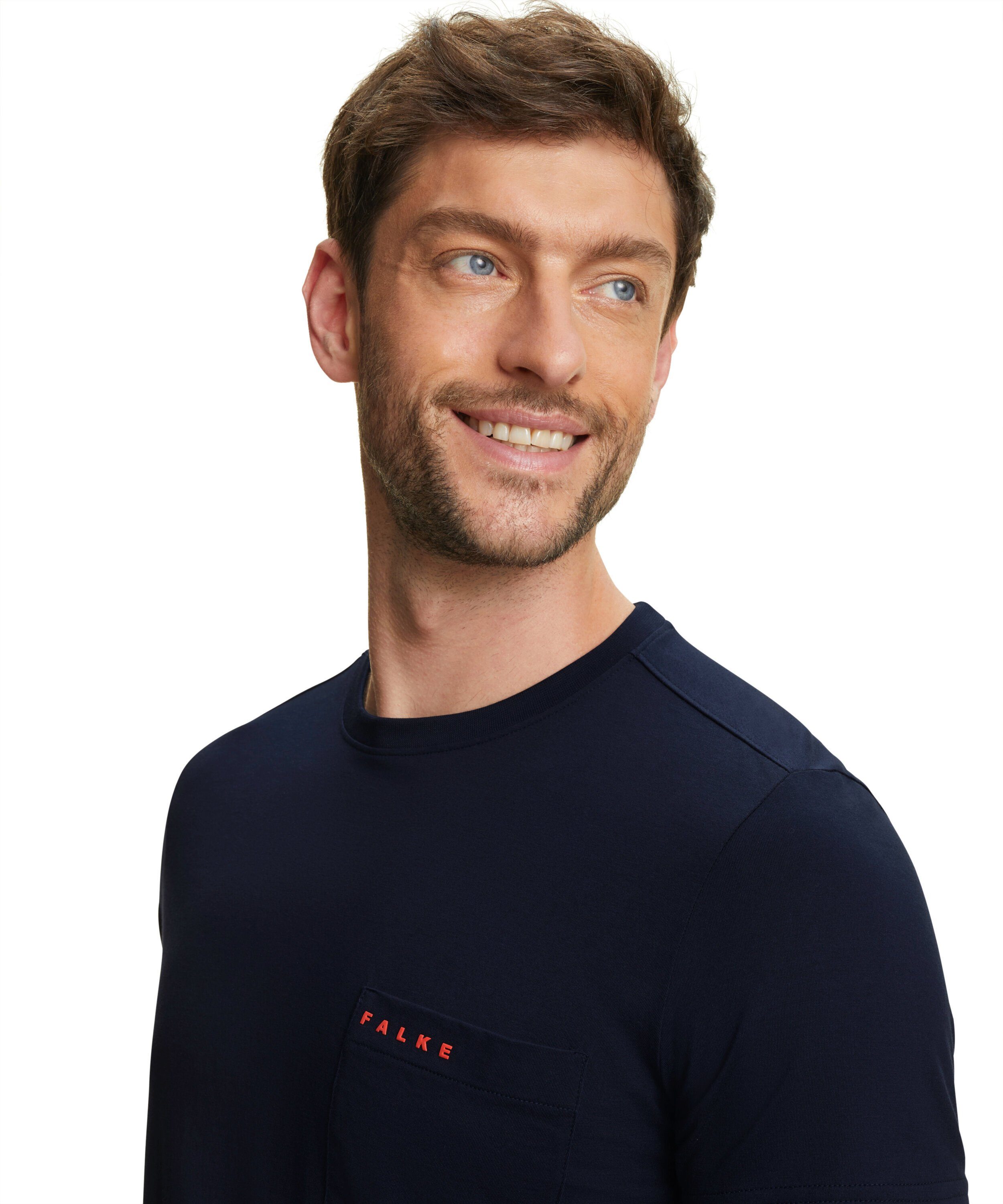 FALKE T-Shirt (1-tlg) aus hochwertiger blue (6116) Pima-Baumwolle space