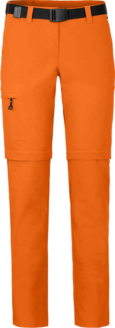 Bergson Zip-off-Hose BENNETT Zipp-Off (slim) Damen Wanderhose, vielseitig, pflegeleicht, Kurzgrößen, orange