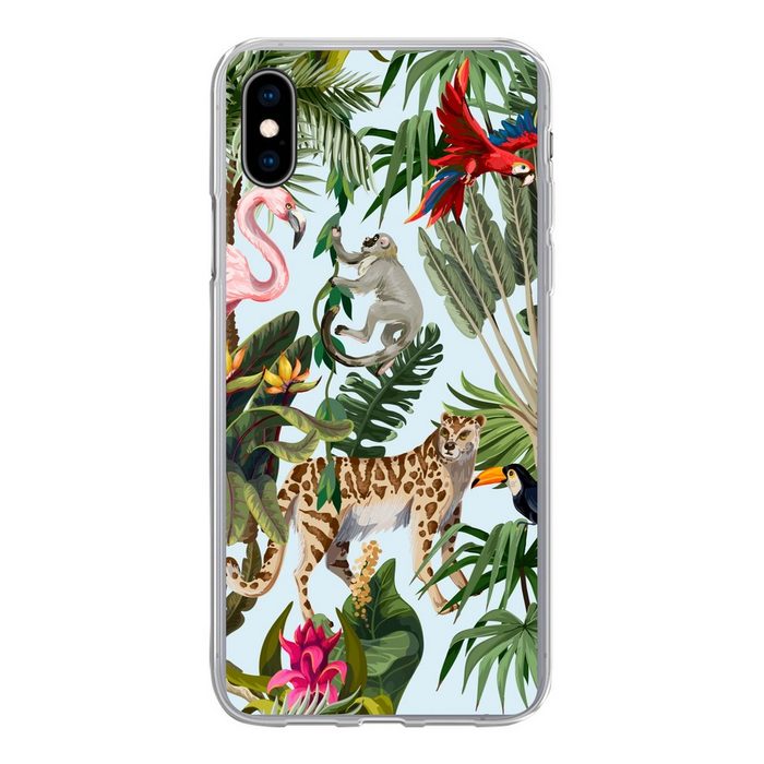 MuchoWow Handyhülle Dschungel - Tiere - Mädchen - Kinder - Jungen - Flamingo - Papagei Handyhülle Apple iPhone Xs Smartphone-Bumper Print Handy