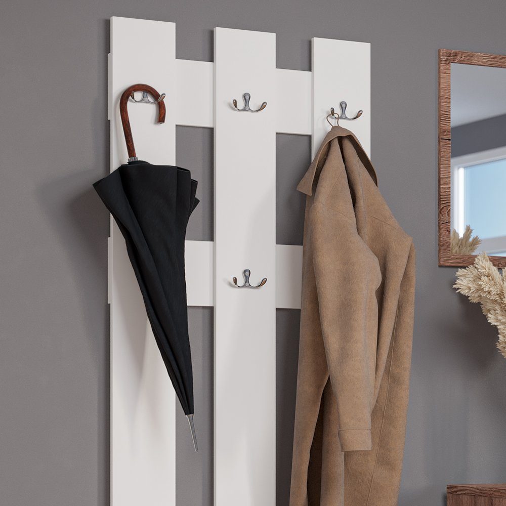 Wandgarderobe GRANDE Set) (kein Weiß Vicco Aufbewahrung Kleiderhaken 65x115cm