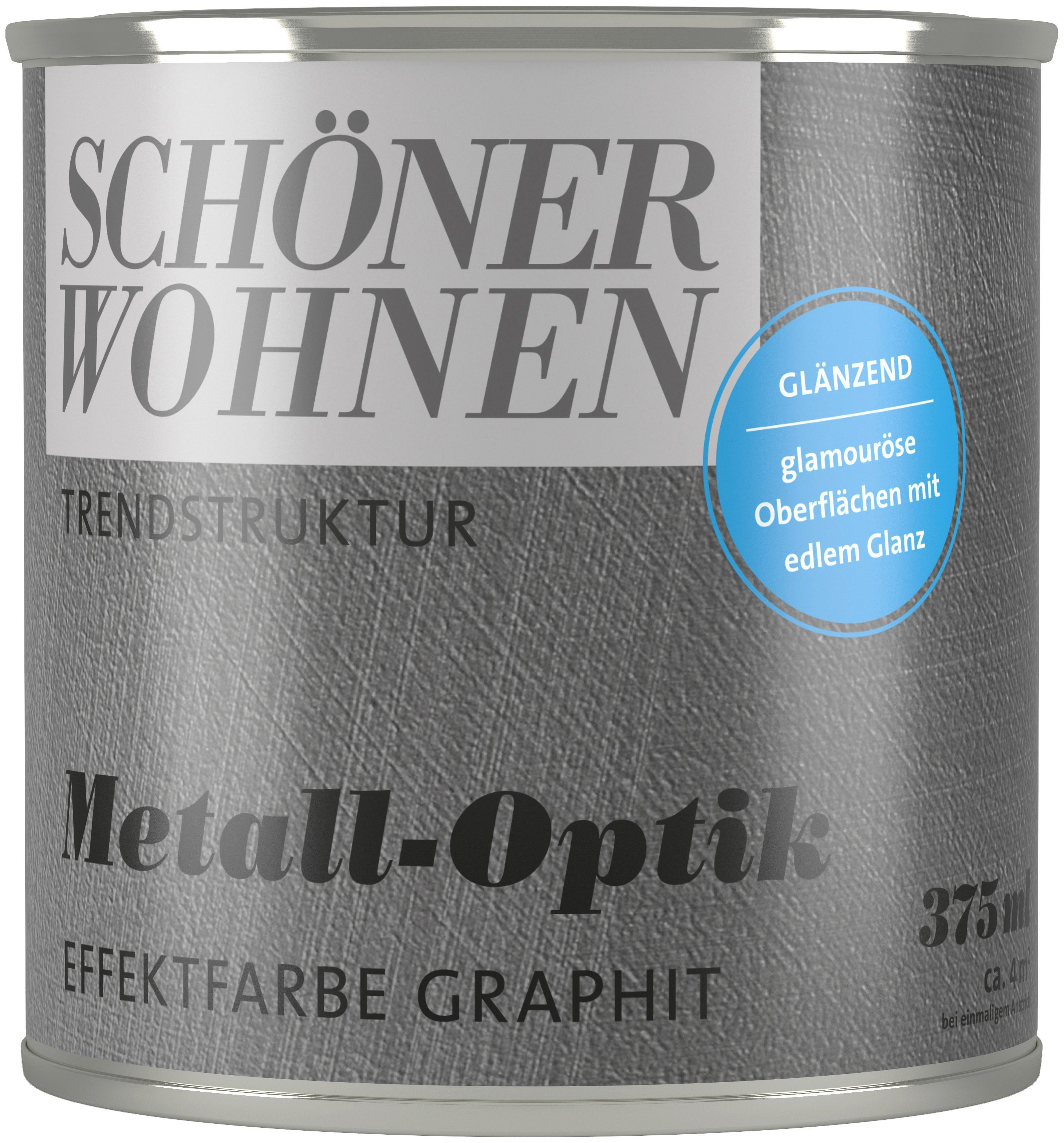 SCHÖNER WOHNEN FARBE Wand- und Deckenfarbe TRENDSTRUKTUR Metall-Optik, 375 ml, glänzende Effektfarbe für metallischen Look