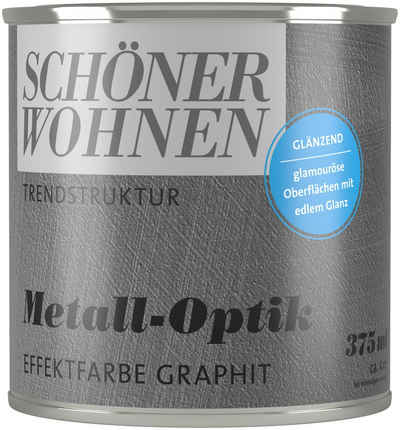 SCHÖNER WOHNEN-Kollektion Wand- und Deckenfarbe »Trendstruktur Metall-Optik«, 375 ml, graphit, glänzende Effektfarbe für metallischen Look