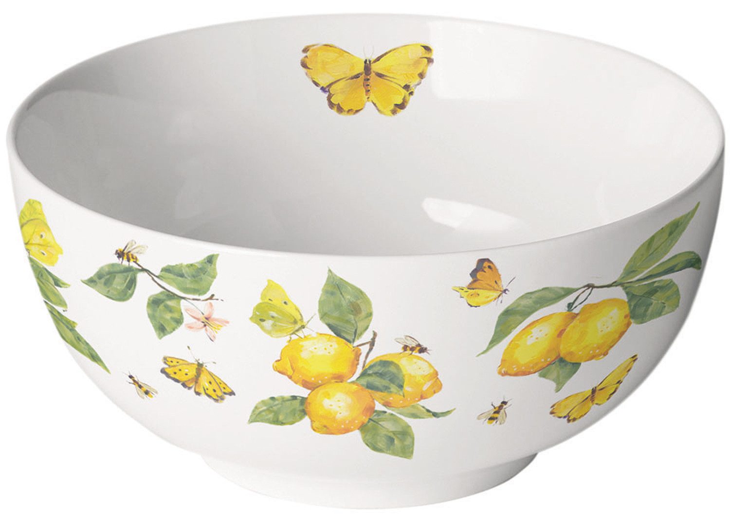 Ambiente® Müslischale Fresh lemons, Porzellan, (1-tlg), Porzellan-Schüssel New Bone China Ø 14 Höhe 6,5cm Volumen ca.0,4l