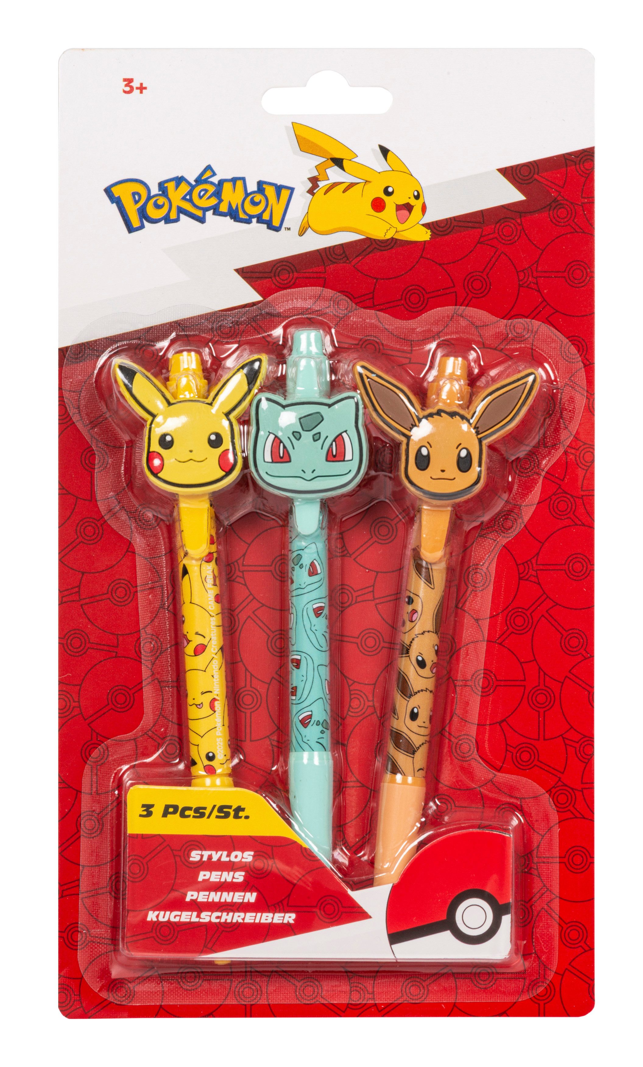ak tronic Drehkugelschreiber Pokémon - Kugelschreiber 3er Set (NEU & OVP), (Pokémon Kugelschreiber 3er Set)