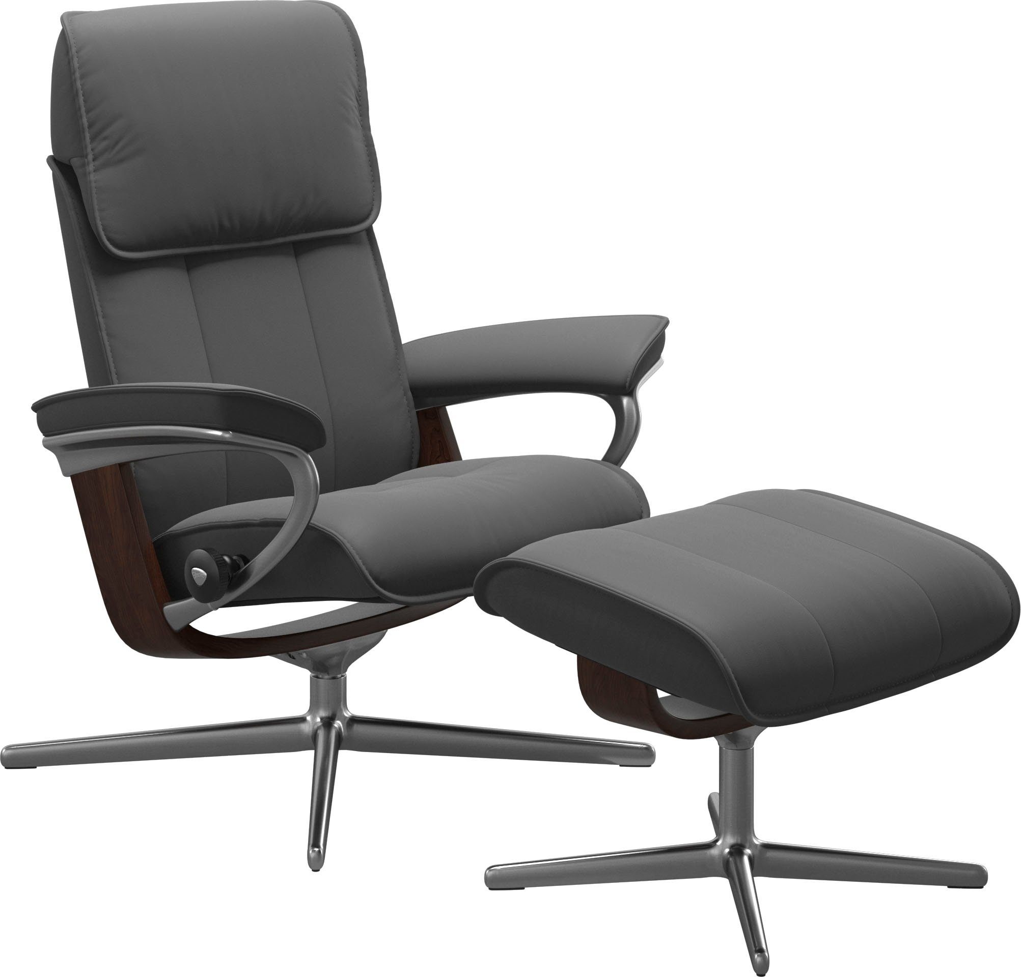 Stressless® Relaxsessel Admiral (Set, Relaxsessel inkl. Hocker), mit Cross Base, Размер M & L, Holzakzent Braun