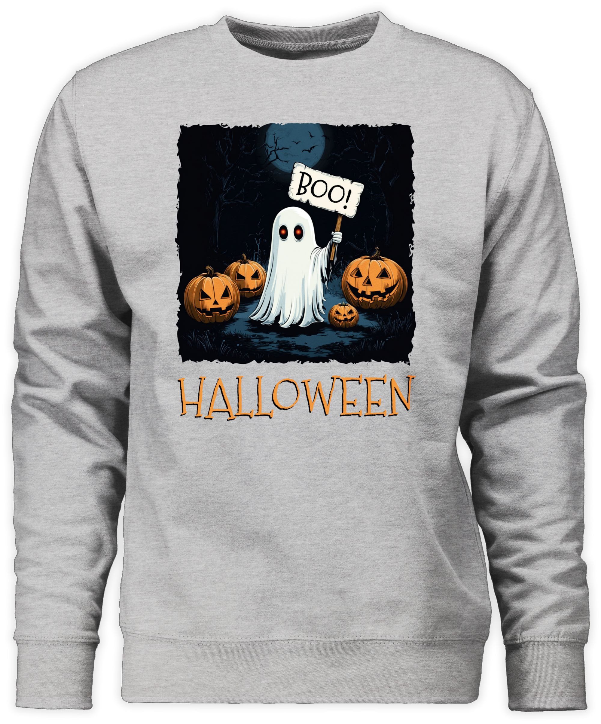 Sweatshirt Boo Geist Halloween I Spukwald im Vollmond I Gruselnacht, Gruslig, S
