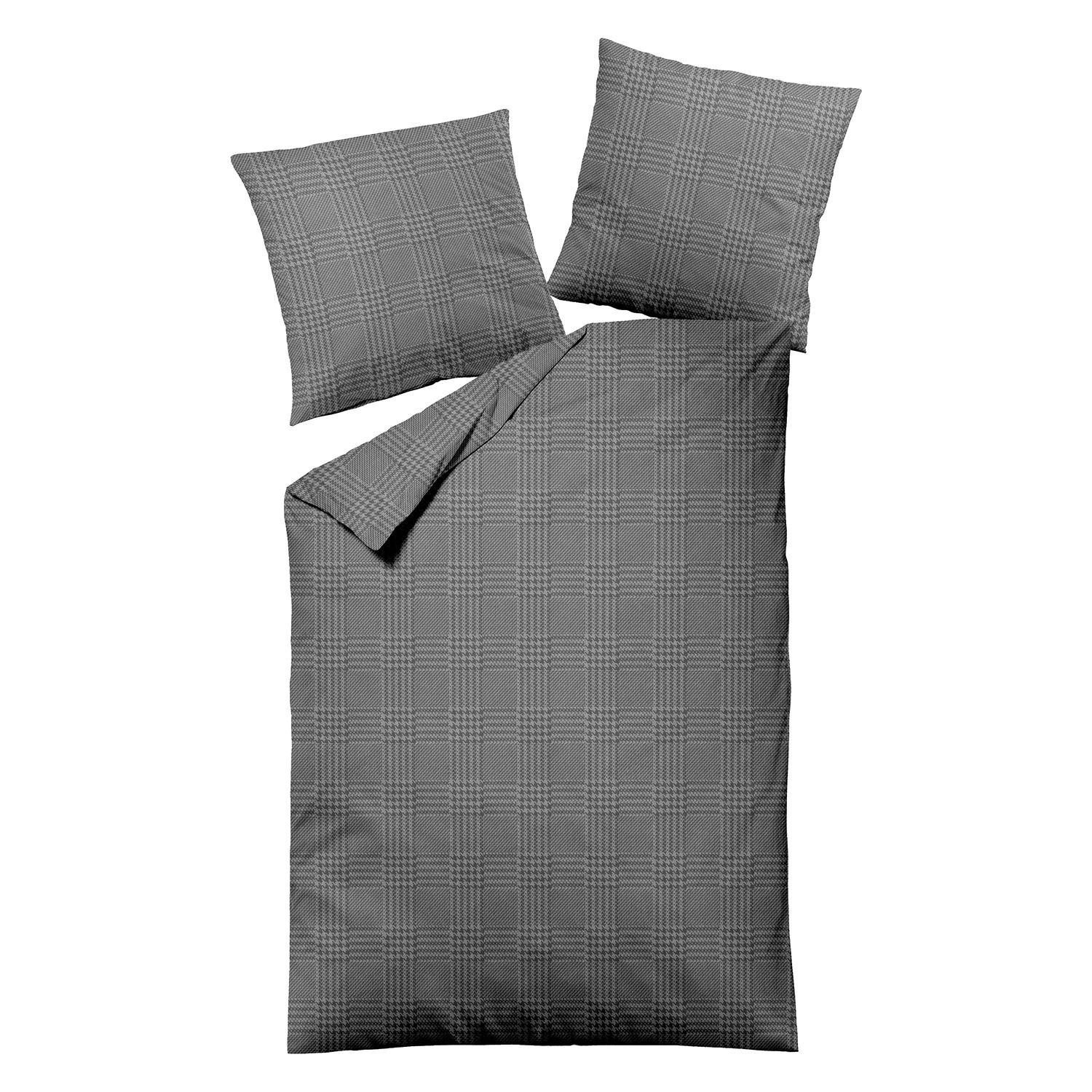 Bettwäsche DIRA, L 155 x B 220 cm, Anthrazit, Reißverschluss