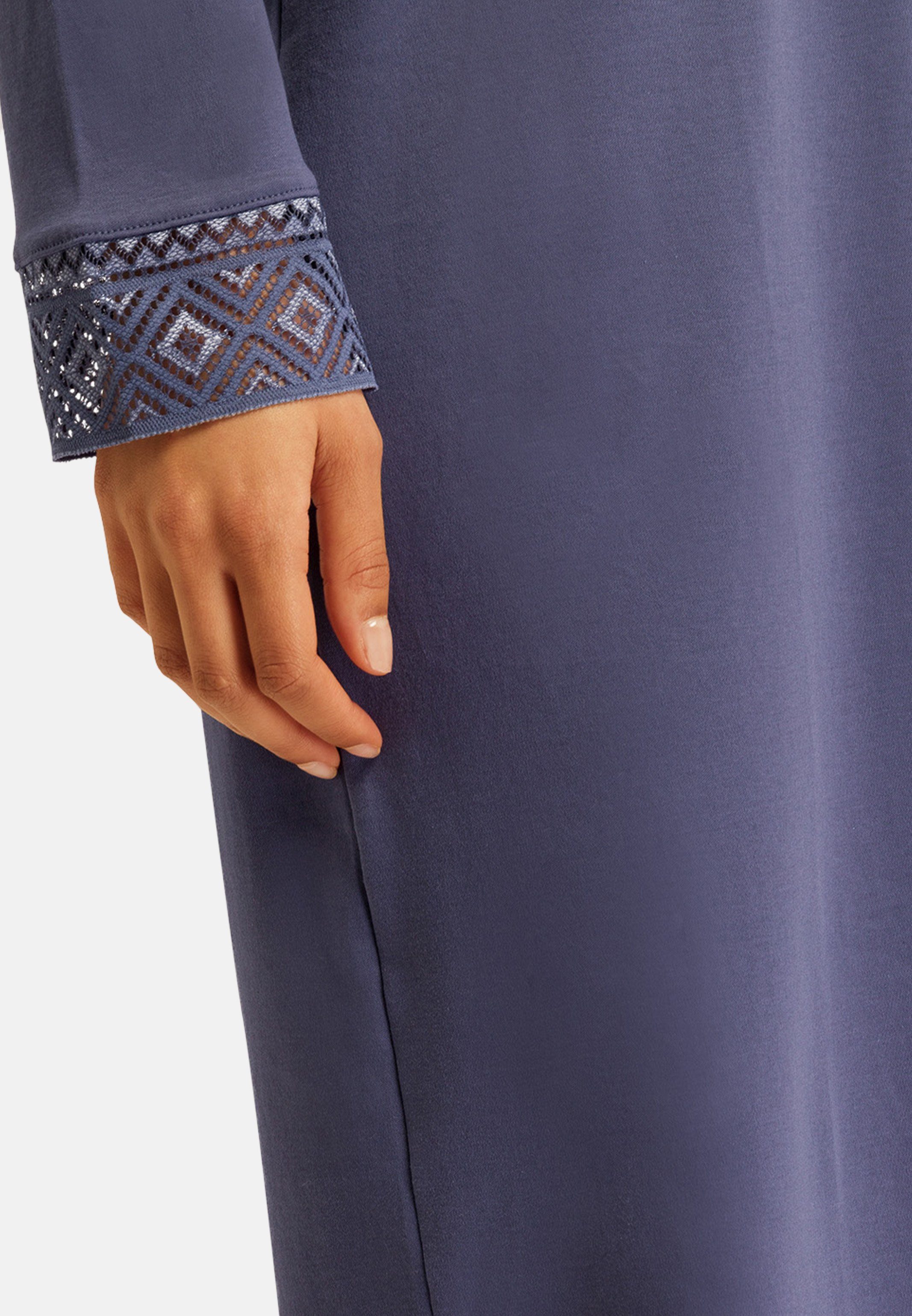 Hanro Nachthemd Jona (1-tlg) Nachthemd - mit Baumwolle cm lang - 110 langen Ärmeln Nightshade