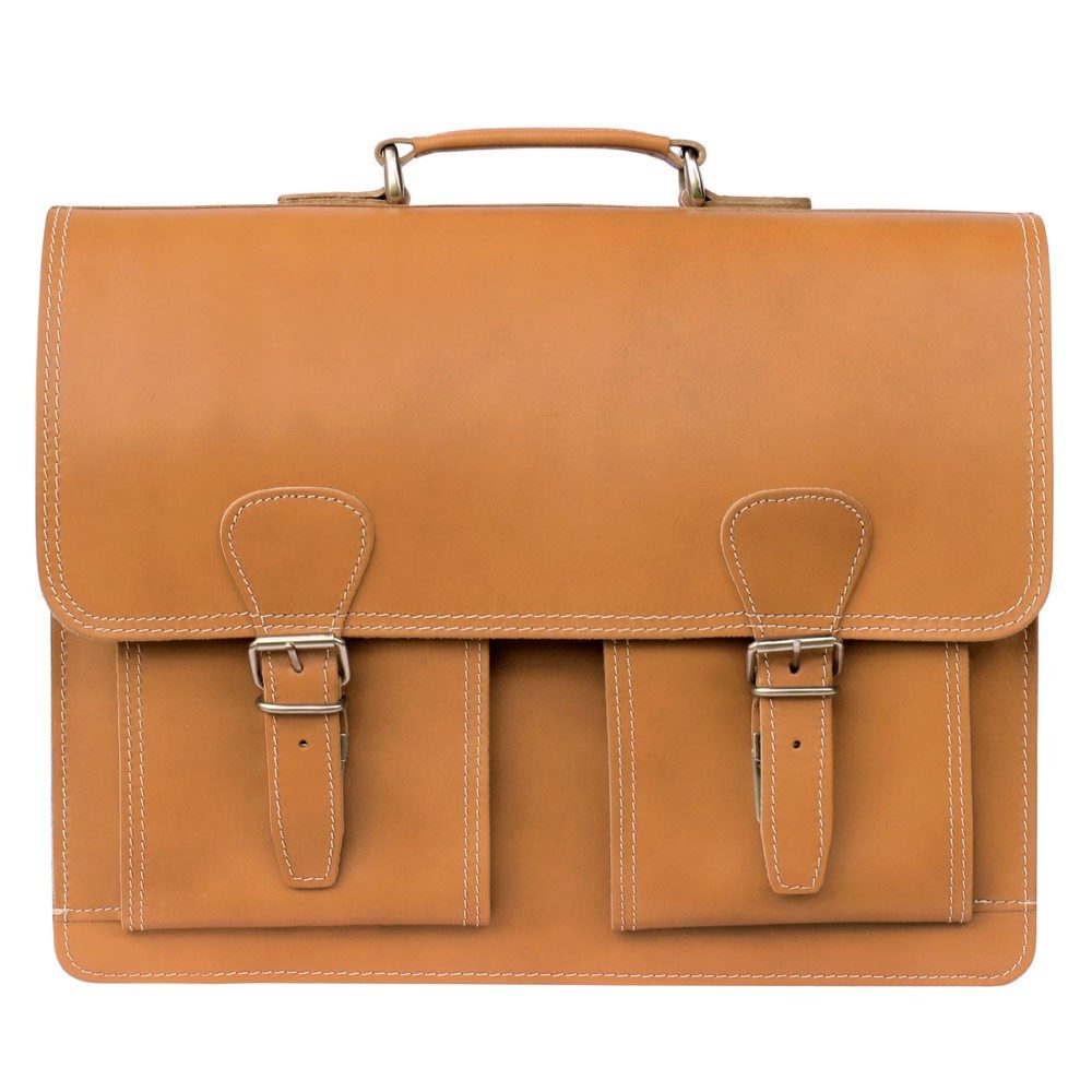 Aktentasche Klassische Aktentasche / Lehrertasche Leder Cognac-Braun, Hamosons 600