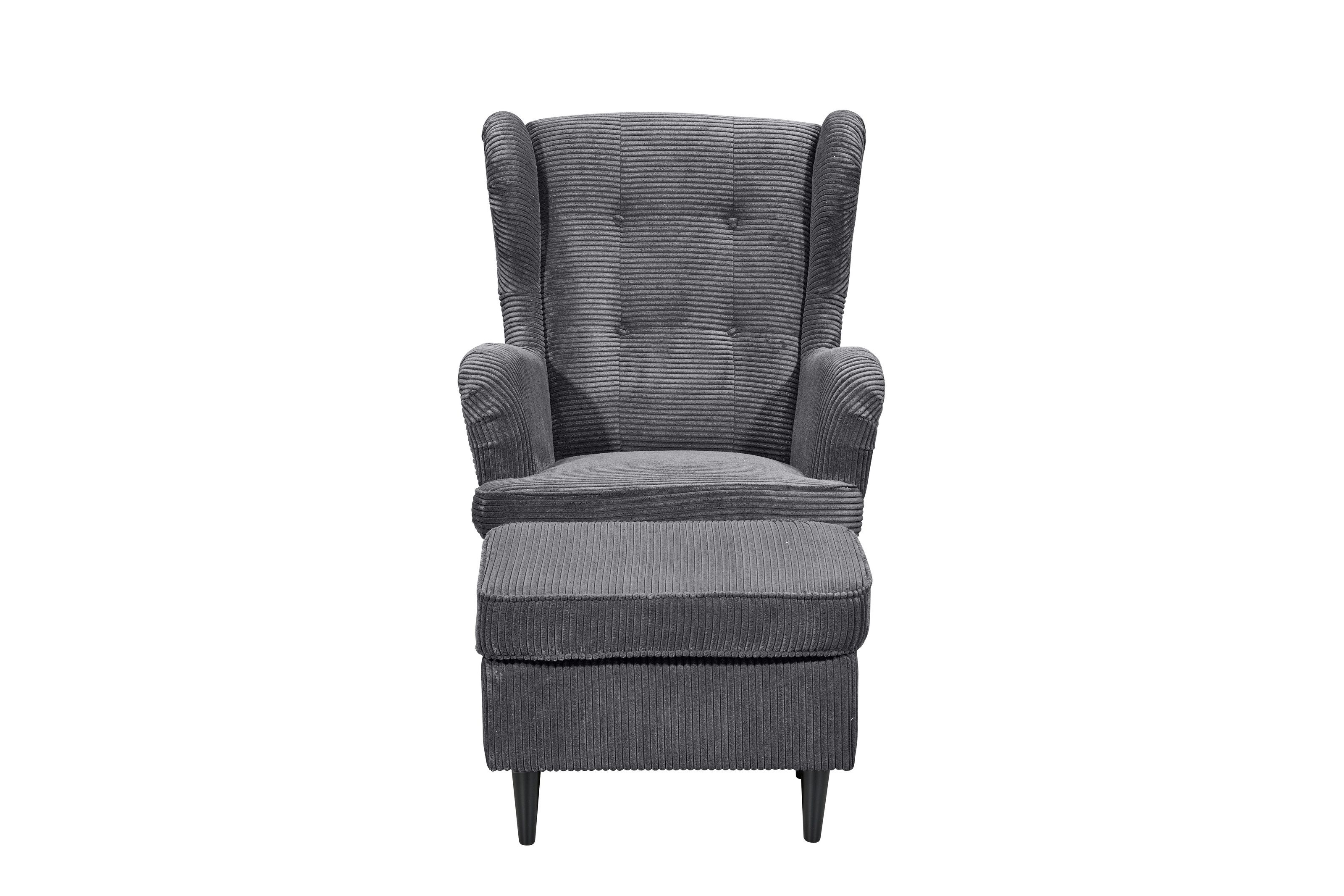 freiraum Ohrensessel OSKAR (Sessel und Hocker), (Sessel und Hocker) in ash - 78x102x98 (BxHxT)