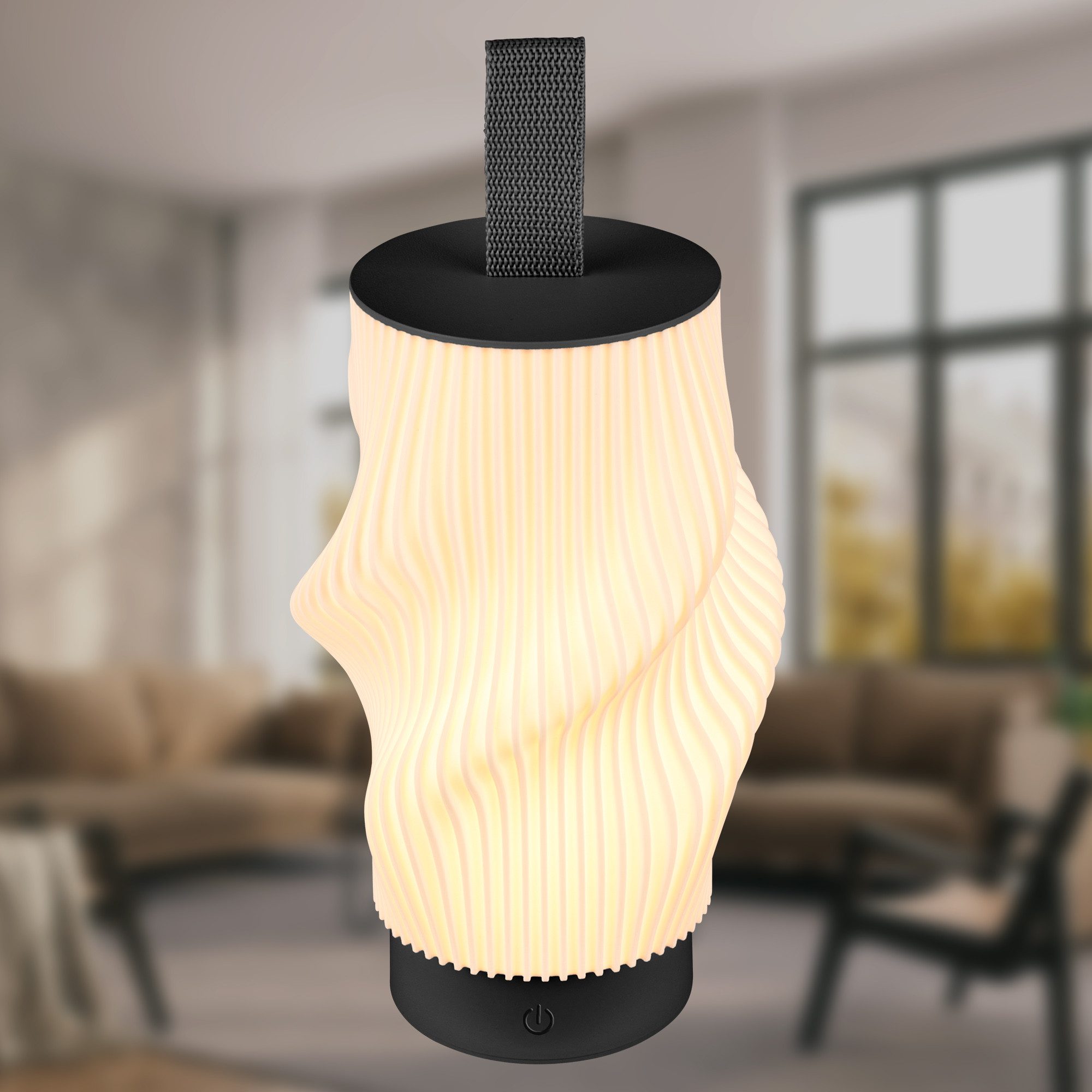 Briloner Leuchten LED Tischleuchte Design 3D-Druck Tischlampe kabellos Akku USB-C Touch dimmbar, LED wechselbar, 2700K, Akku tauschbar, Indoor/Outdoor, Wohnzimmer, Balkon