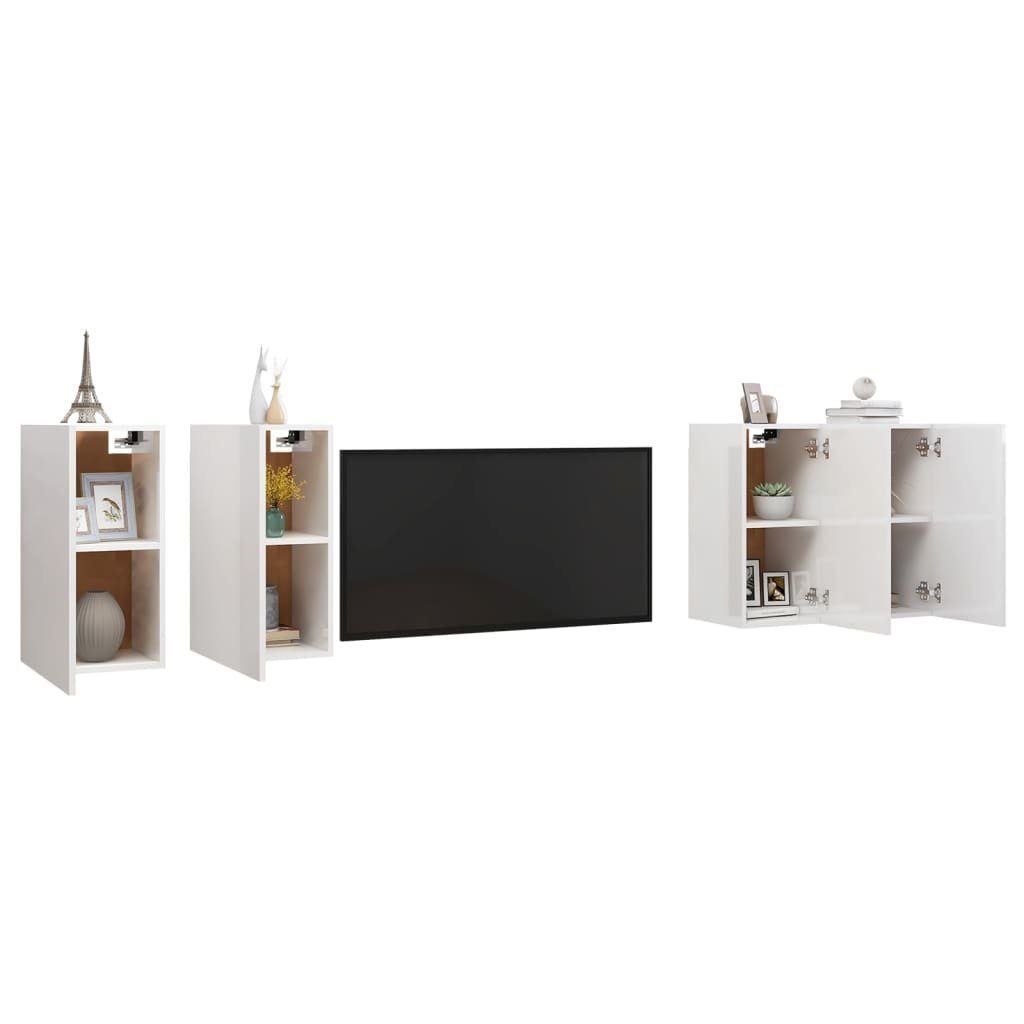 4 Stk. Holzwerkstoff TV-Schrank TV-Schränke Hochglanz-Weiß 30,5x30x60 cm furnicato