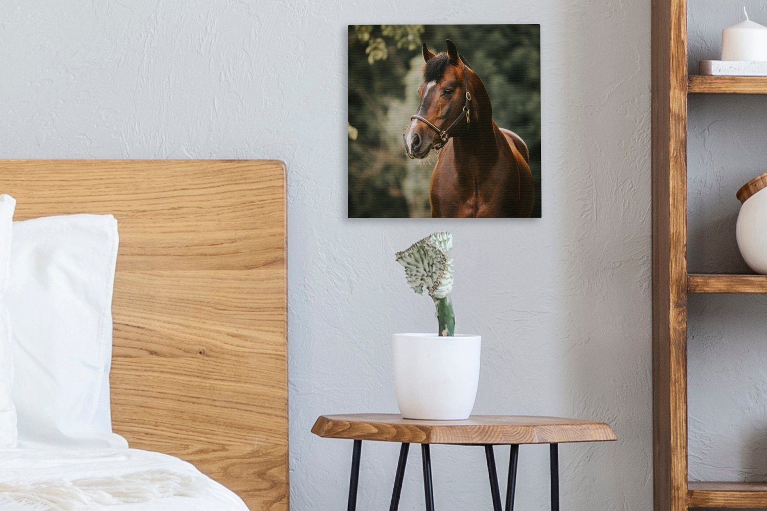 Wohnzimmer St), für Schlafzimmer (1 Bilder - Pferd Äste - Porträt, Leinwand OneMillionCanvasses® Leinwandbild