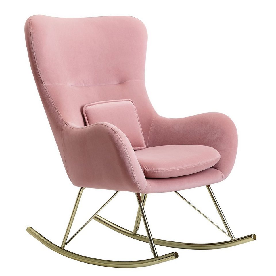 FINEBUY Schaukelstuhl »FB23320« Schaukelsessel Rosa Samt