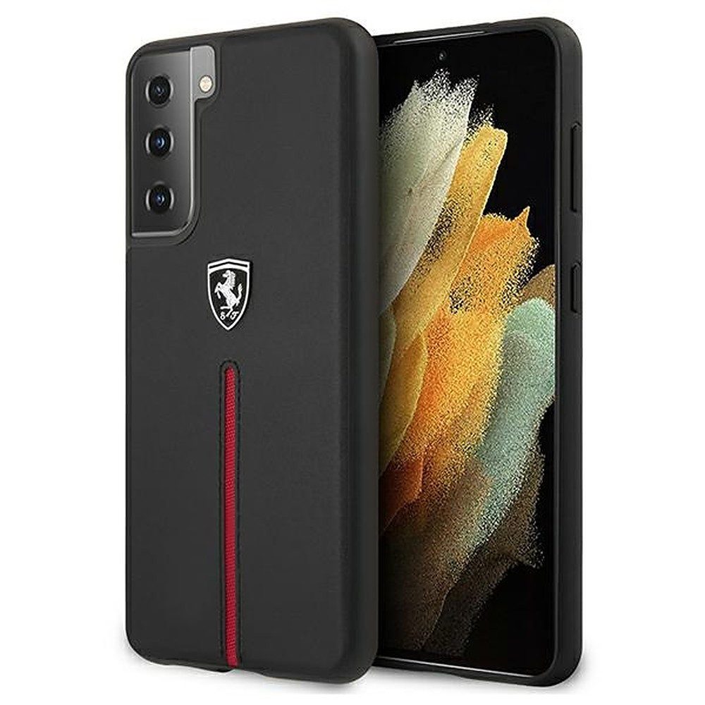 Ferrari Handyhülle Lederhülle Schutzcover, Echtleder, Ferrari-Logo, kabelloses Laden möglich