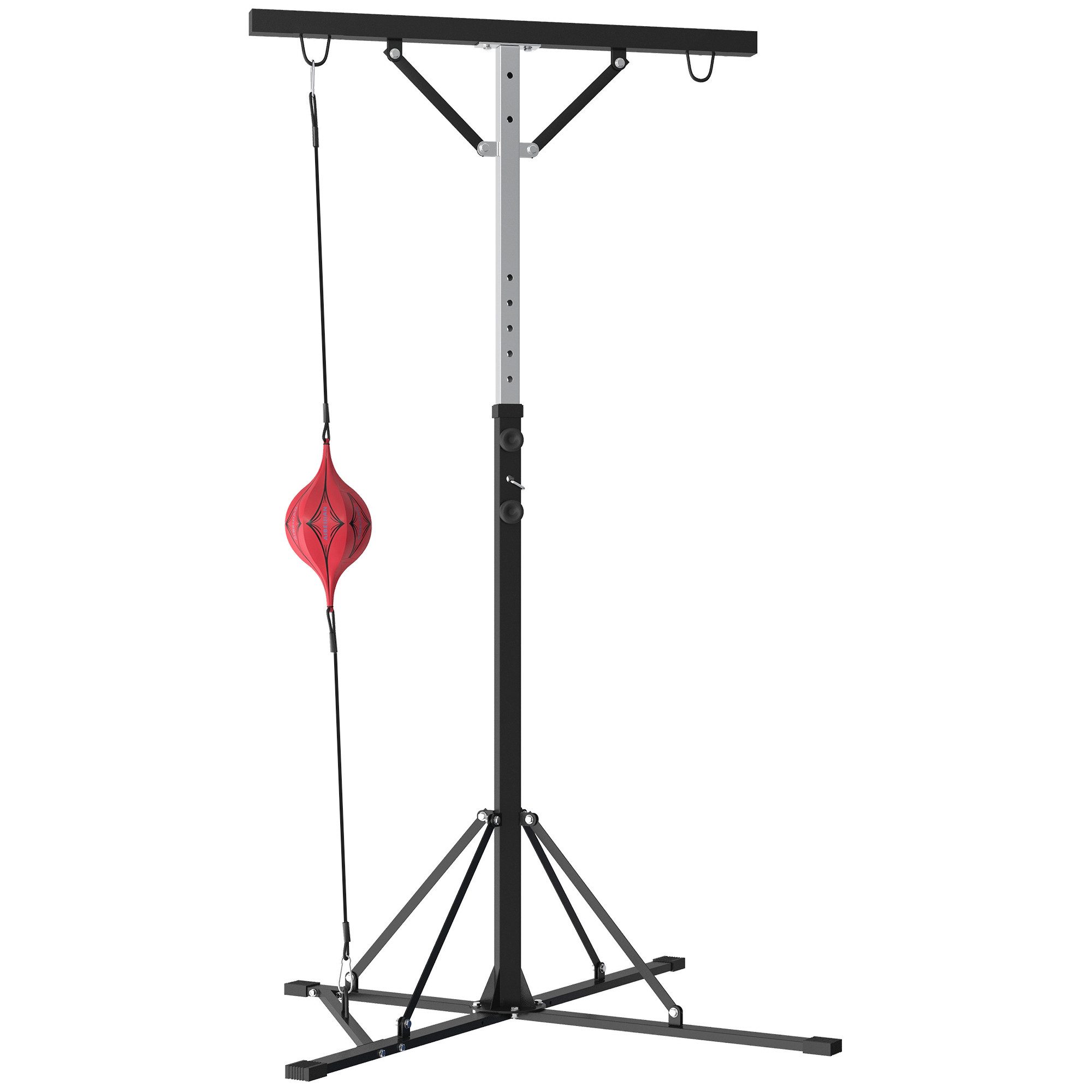 SPORTNOW Boxsackhalterung mit Speed Ball und verstärkter Stabilität, (bis 86 Zoll, Boxsackhalter, 1-tlg., Freistehender, Höhenverstellbarer Boxsackständer, Schwarz)